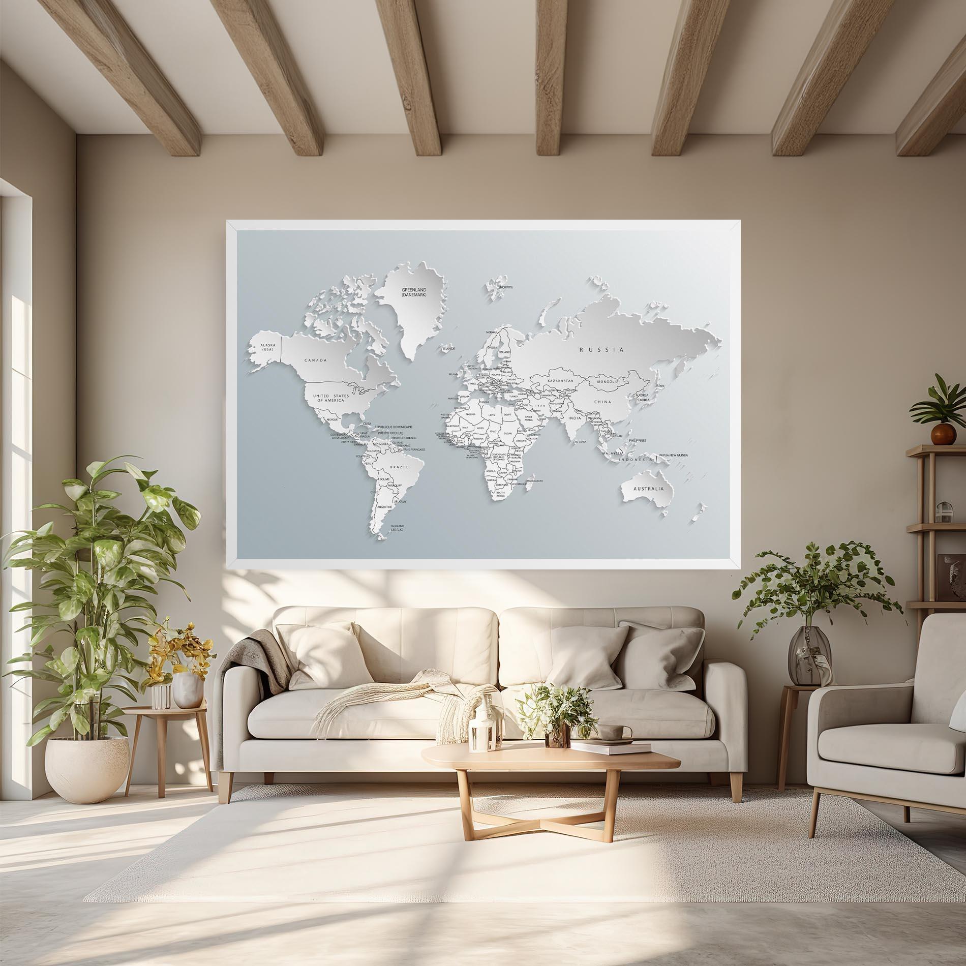 Leinwandbild Grey White Map mockup 6