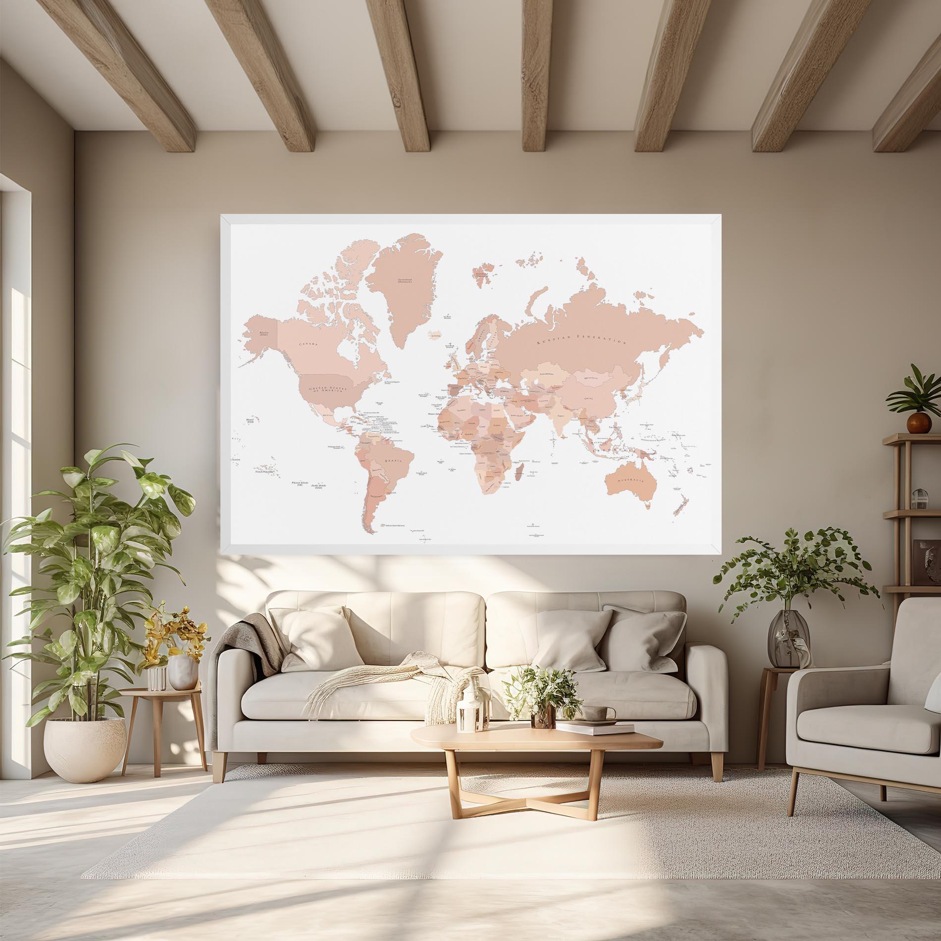 Leinwandbild Pink World Map mockup 6