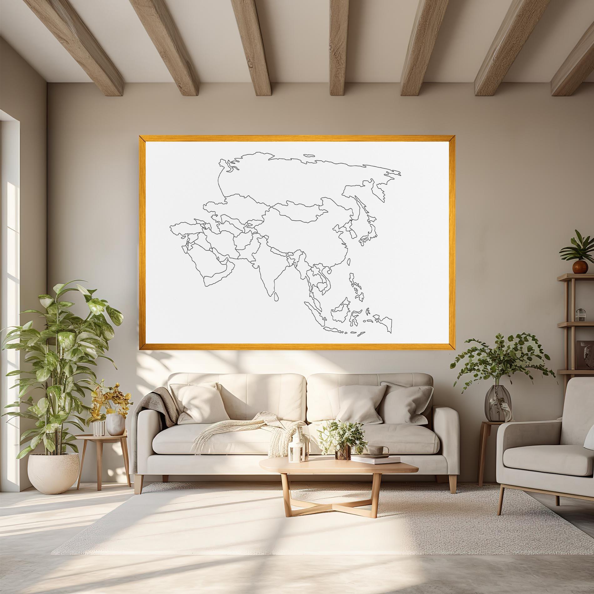 Leinwandbild Asia Map Line mockup 6
