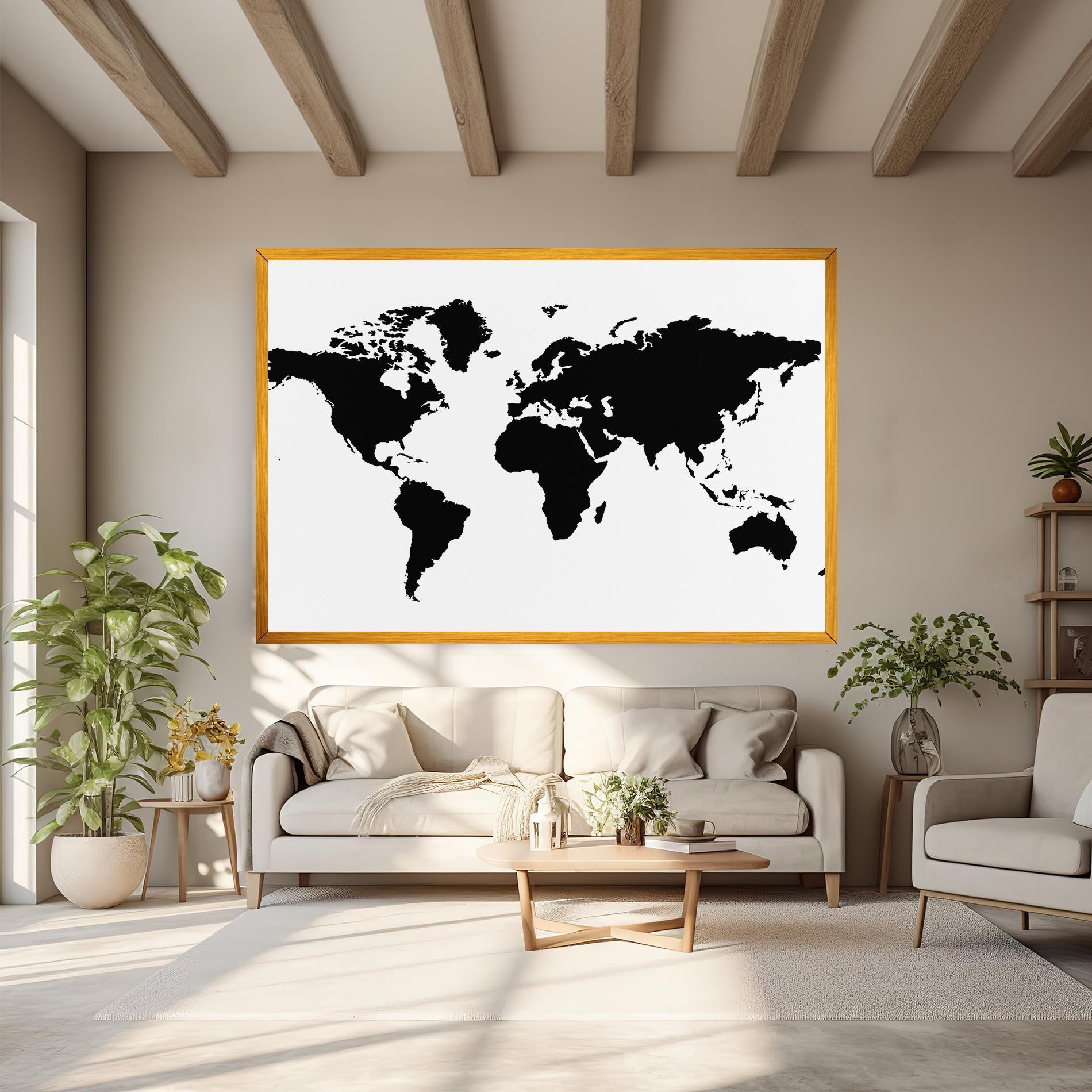 Leinwandbild Global Black Map mockup 6