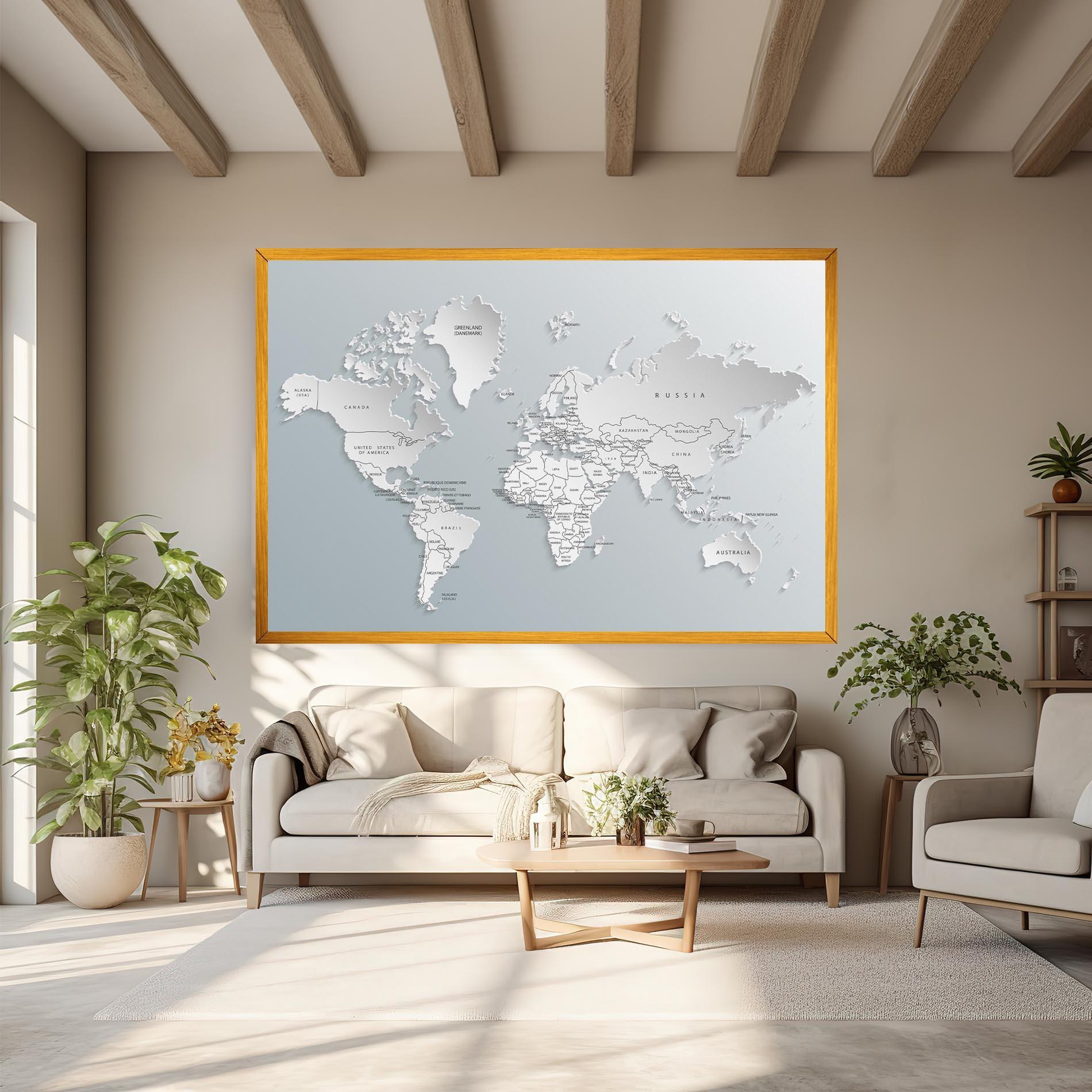 Leinwandbild Grey White Map mockup 6
