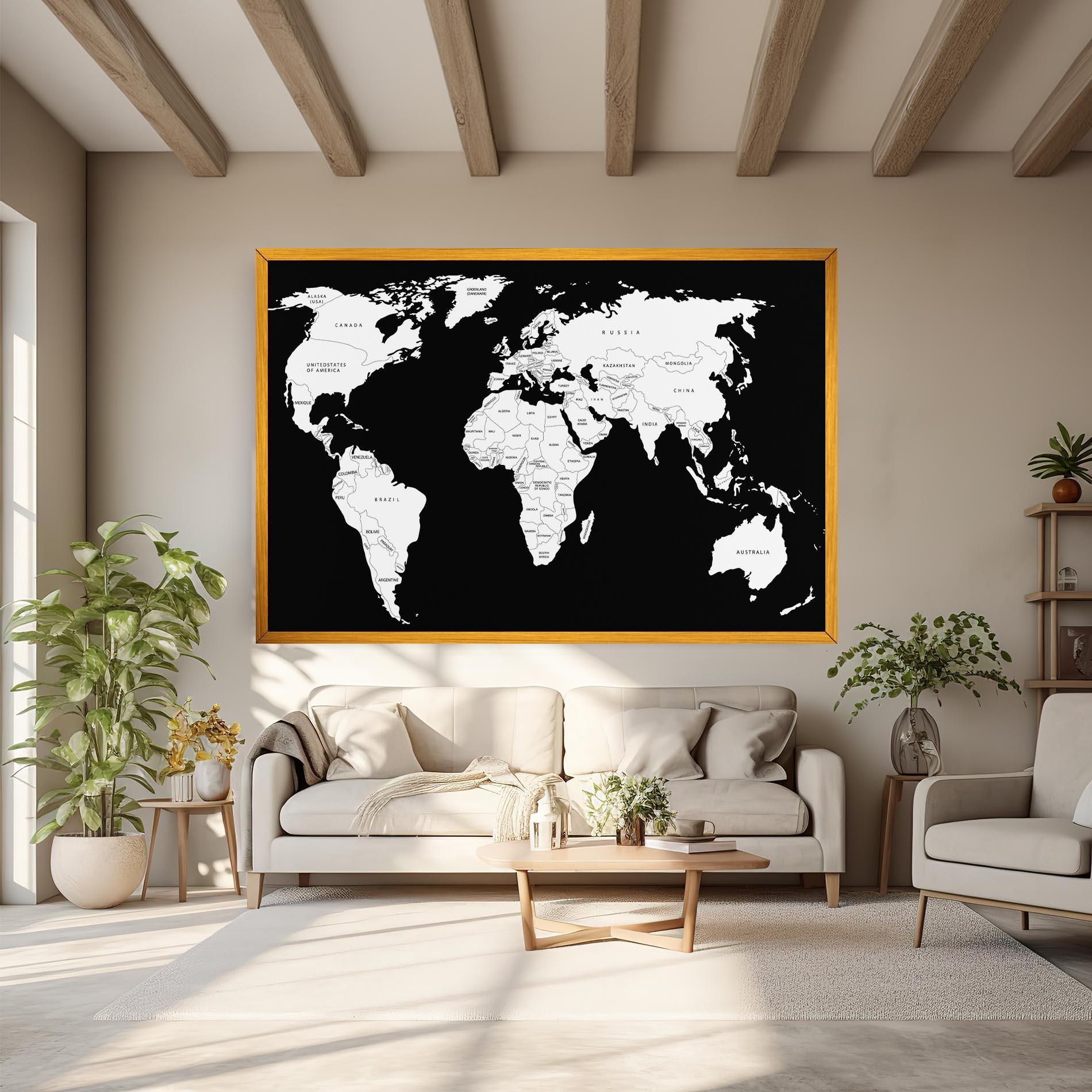 Leinwandbild White World Map mockup 6