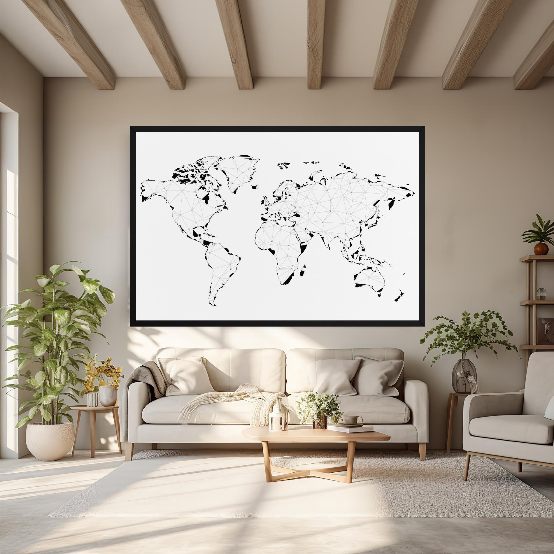 Leinwandbild Black Line Map mockup 6