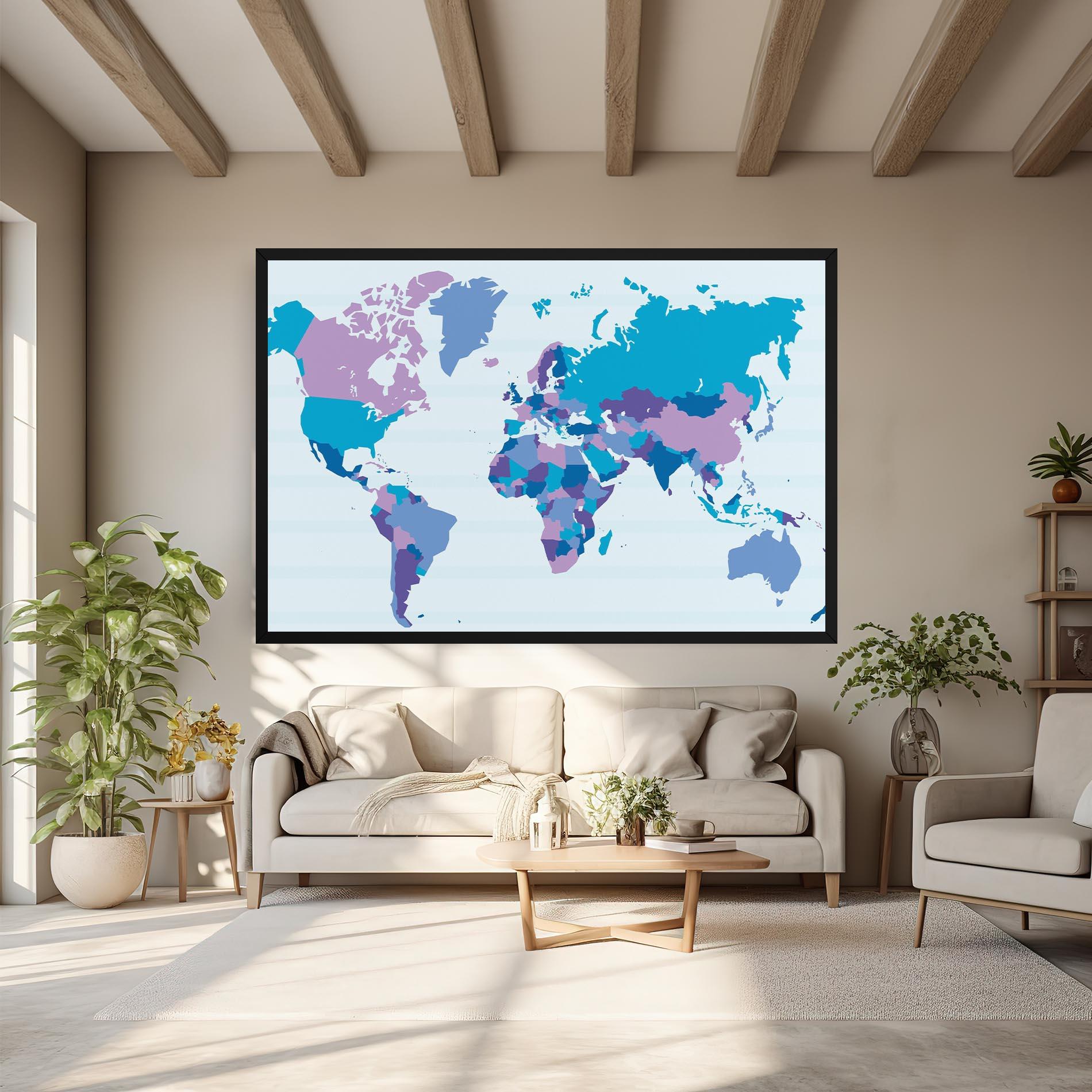 Leinwandbild Blue Purple Map mockup 6