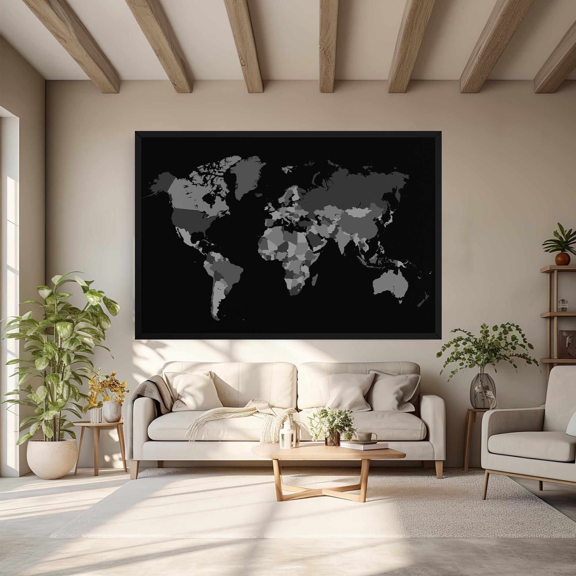 Leinwandbild Grey Map World mockup 6