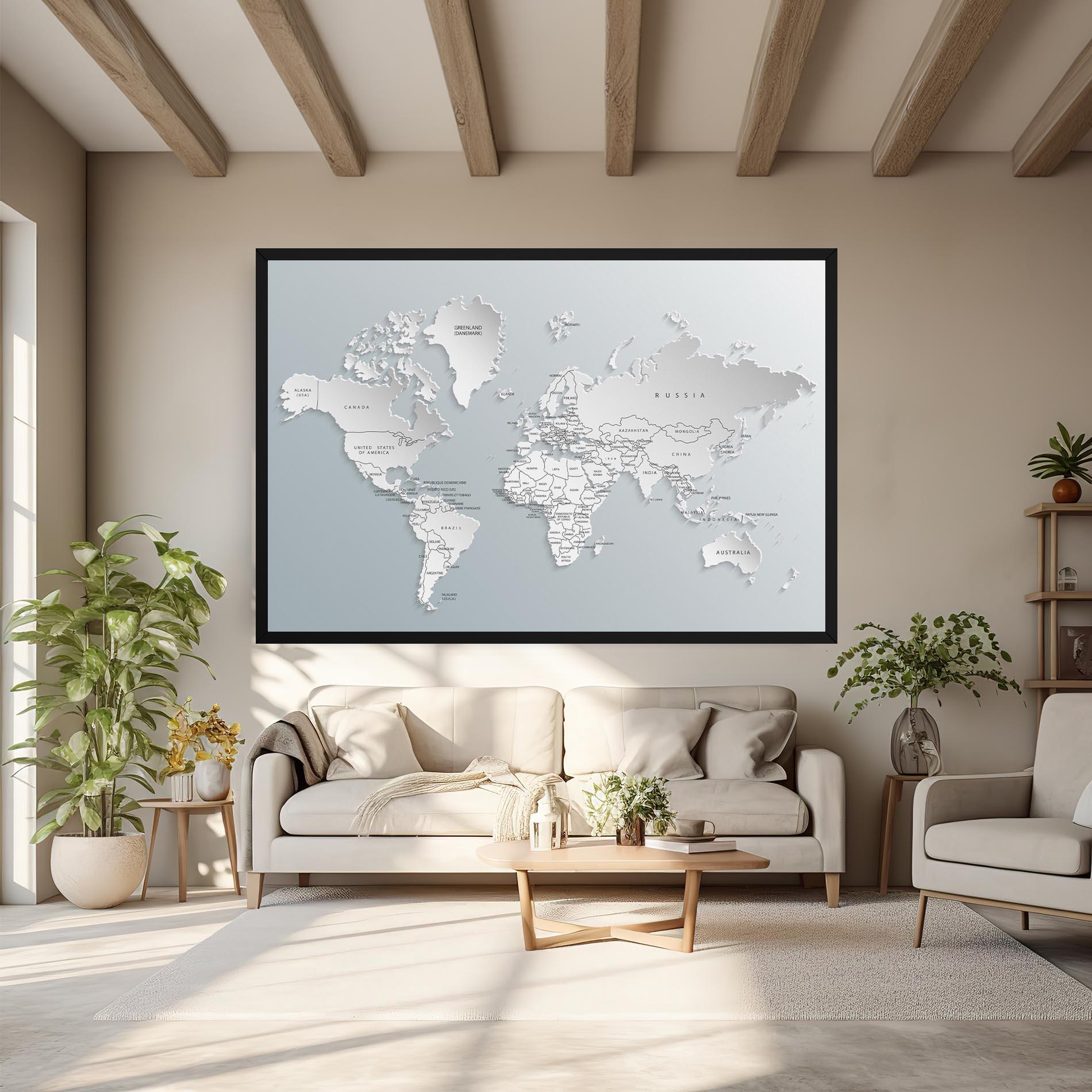 Leinwandbild Grey White Map mockup 6