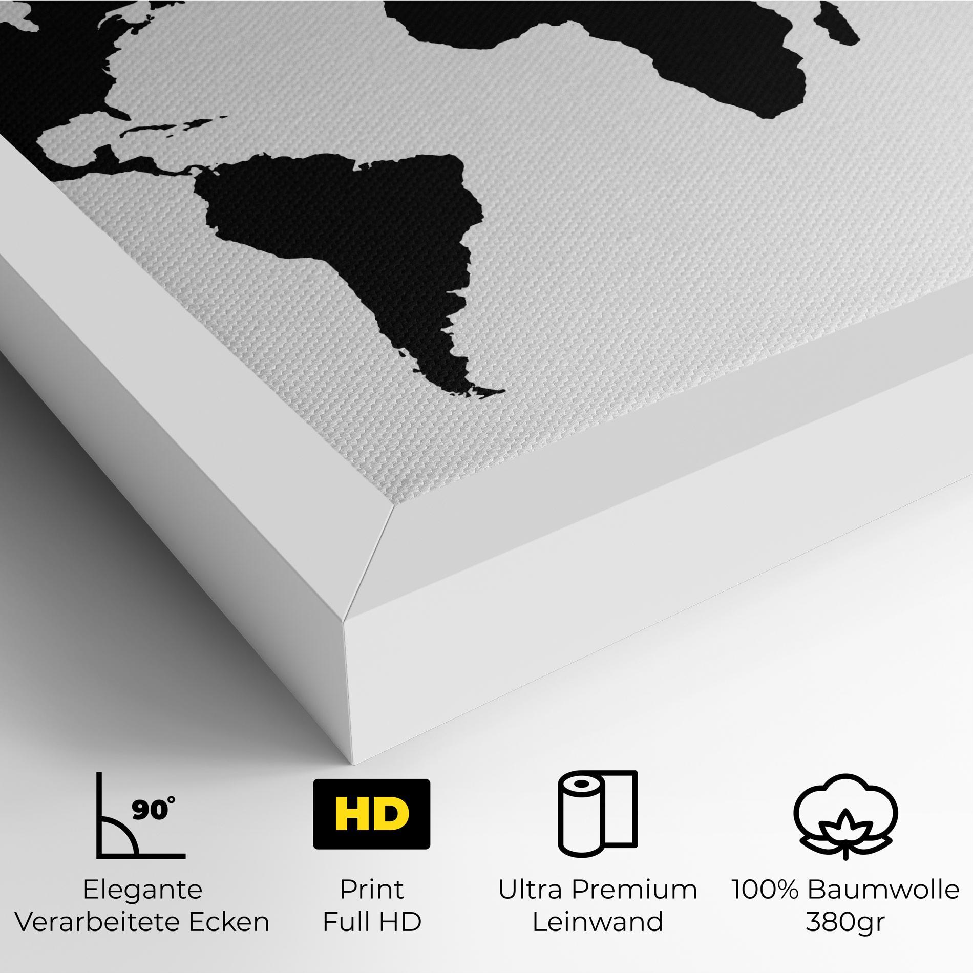 Leinwandbild Global Black Map mockup 4