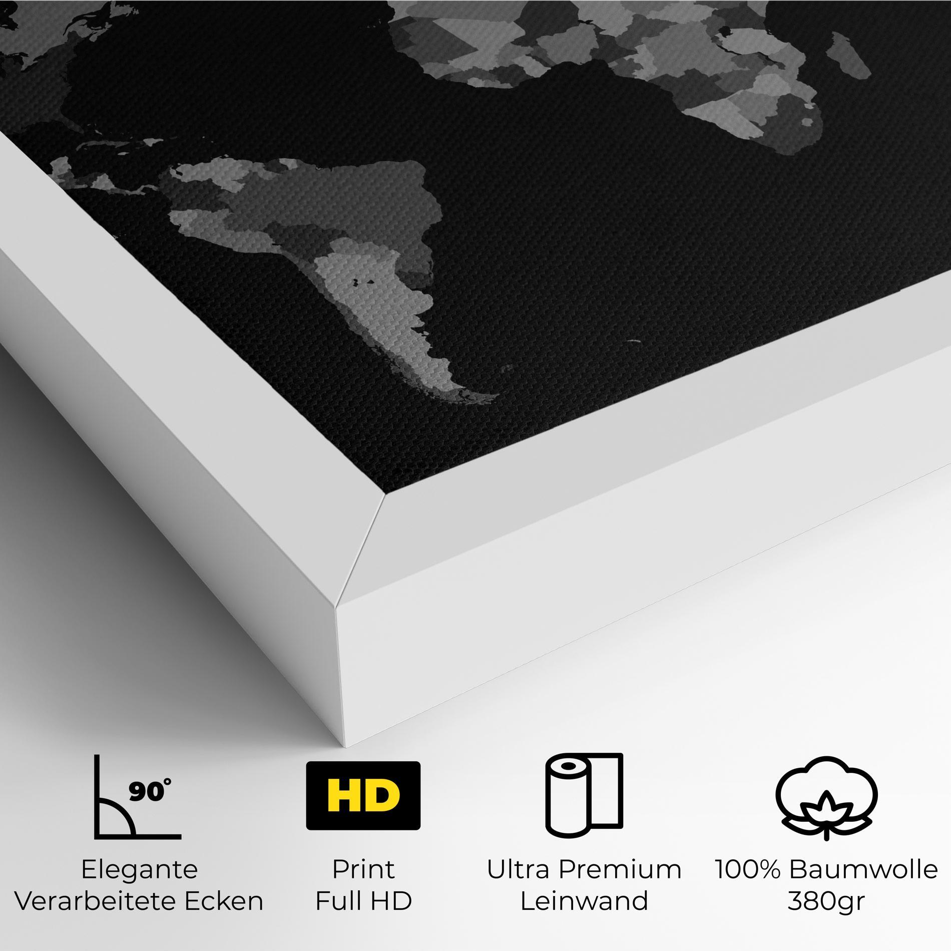 Leinwandbild Grey Map World mockup 4