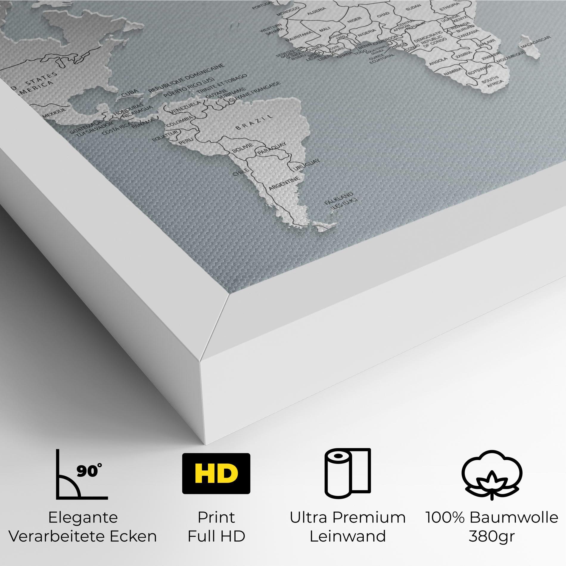 Leinwandbild Grey White Map mockup 4