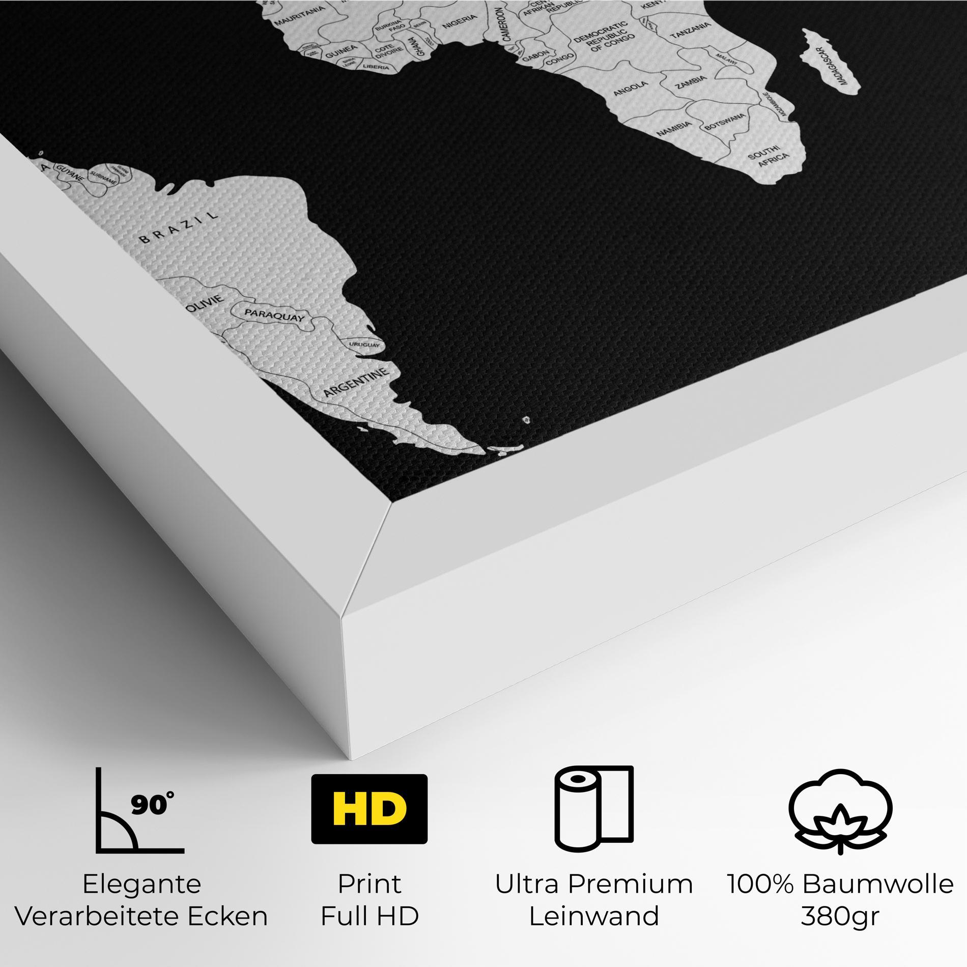Leinwandbild White World Map mockup 4