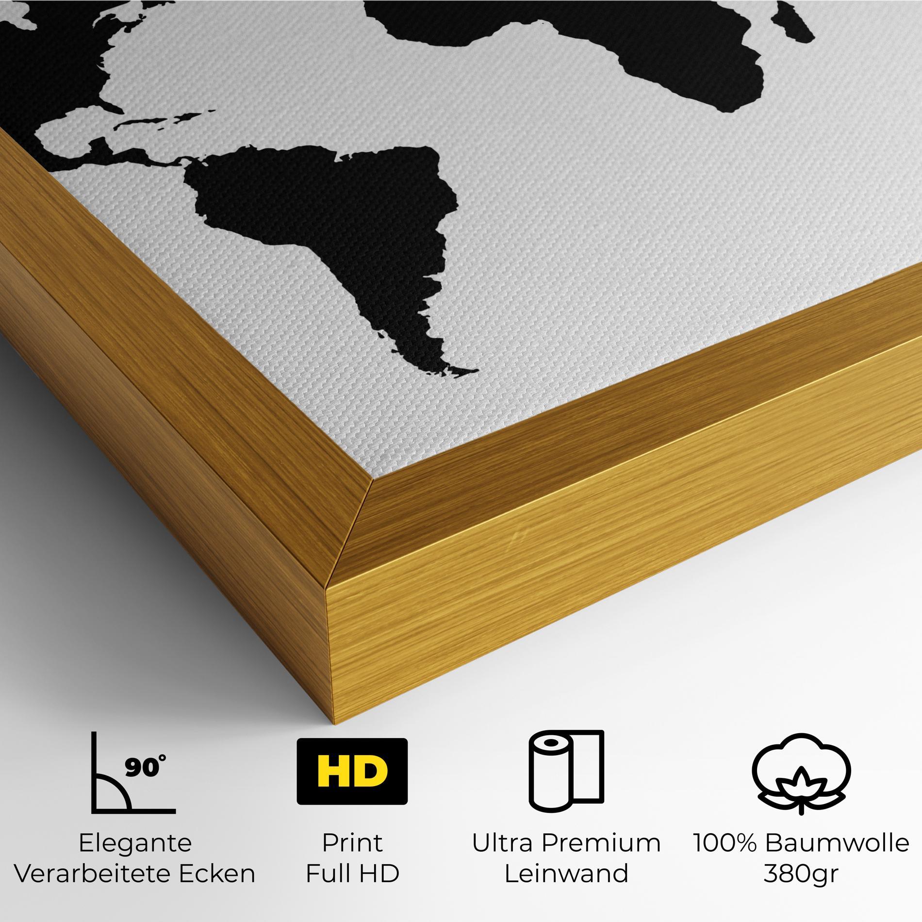 Leinwandbild Global Black Map mockup 4