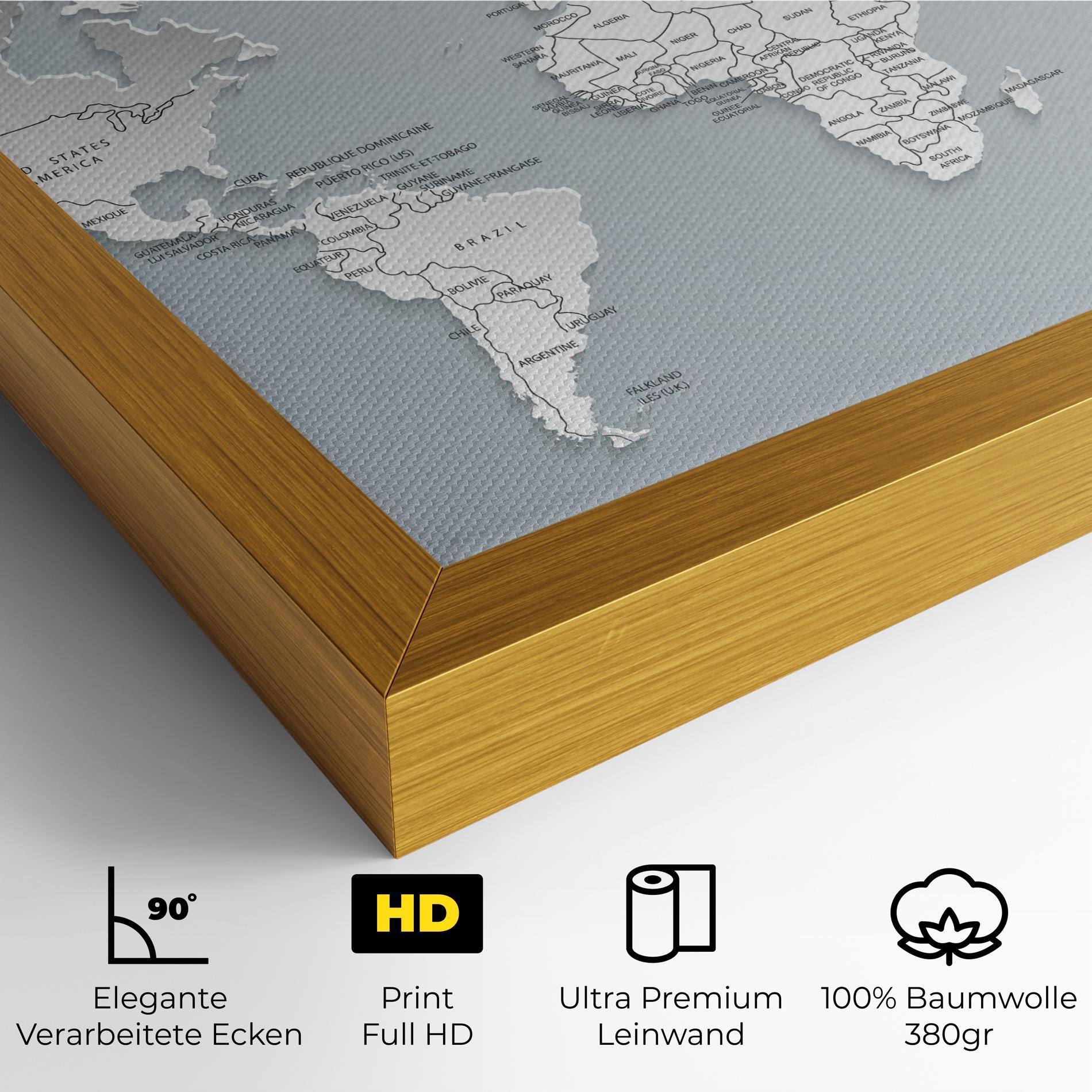 Leinwandbild Grey White Map mockup 4