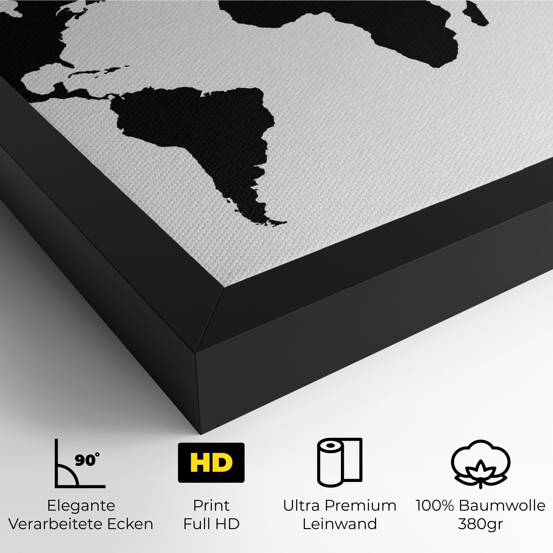 Leinwandbild Global Black Map mockup 4