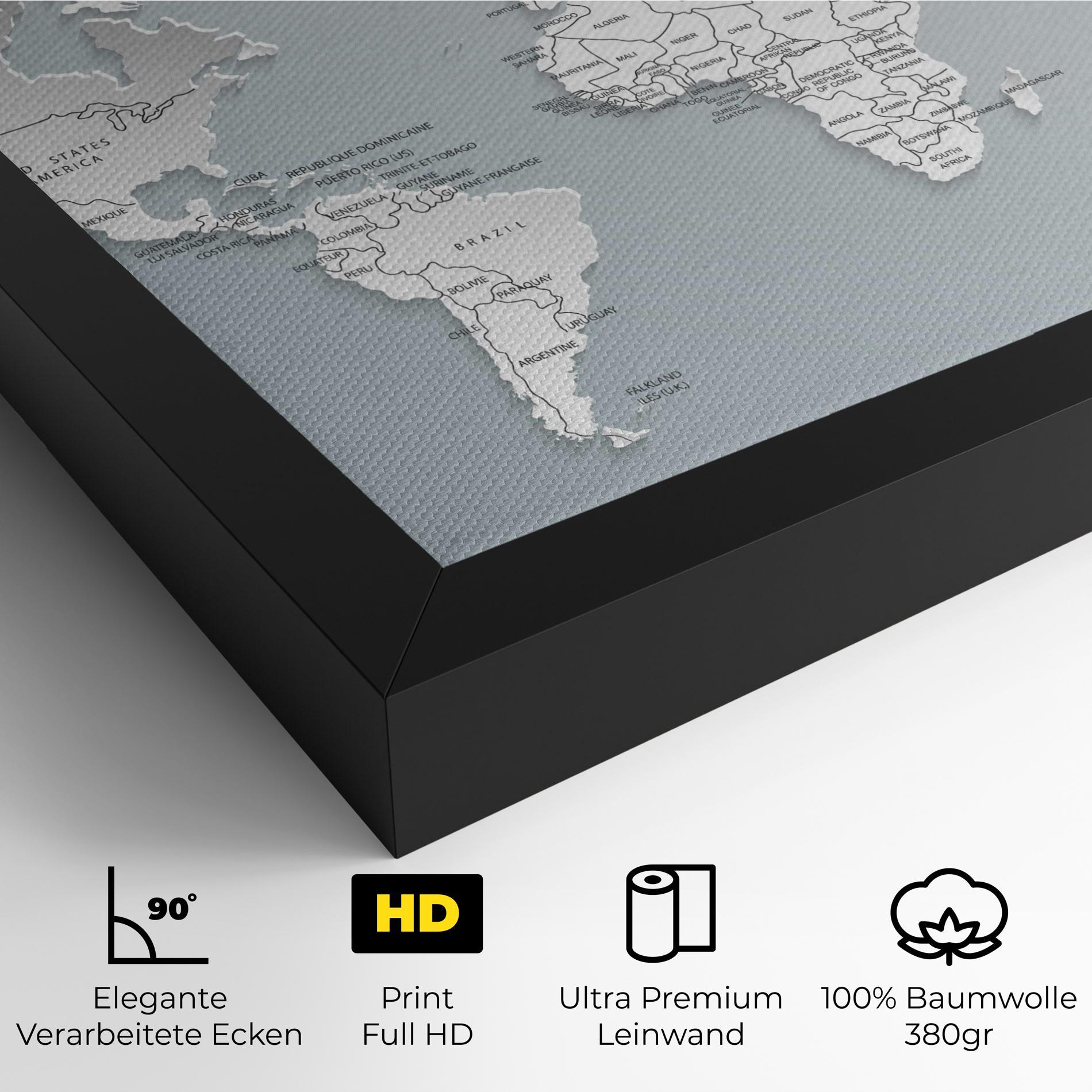 Leinwandbild Grey White Map mockup 4