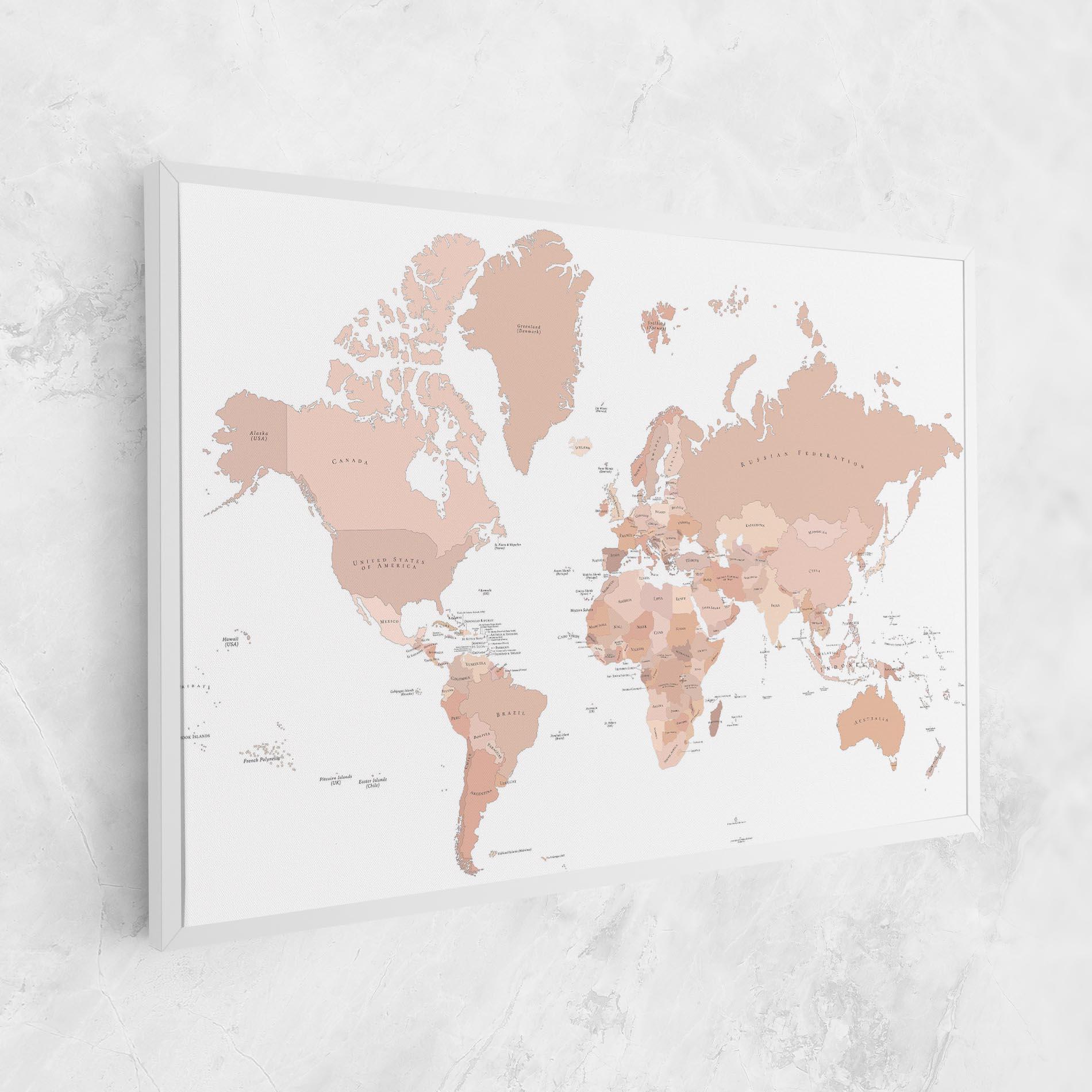 Leinwandbild Pink World Map mockup 1