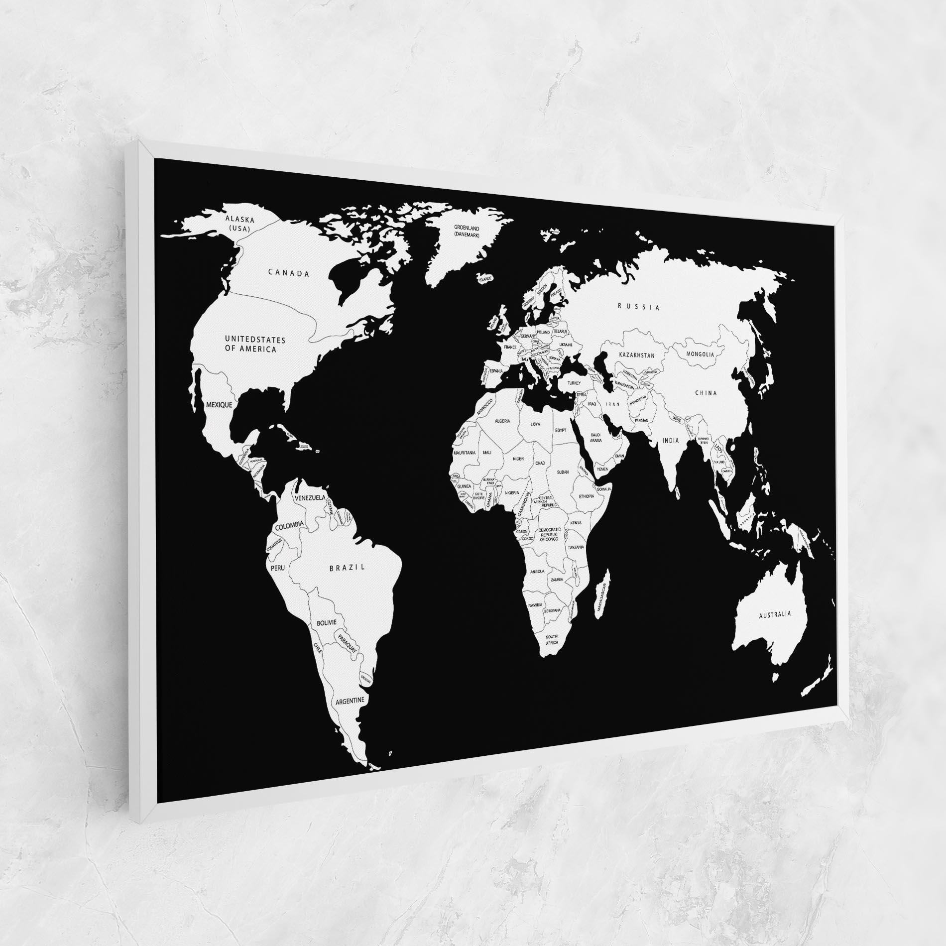 Leinwandbild White World Map mockup 1