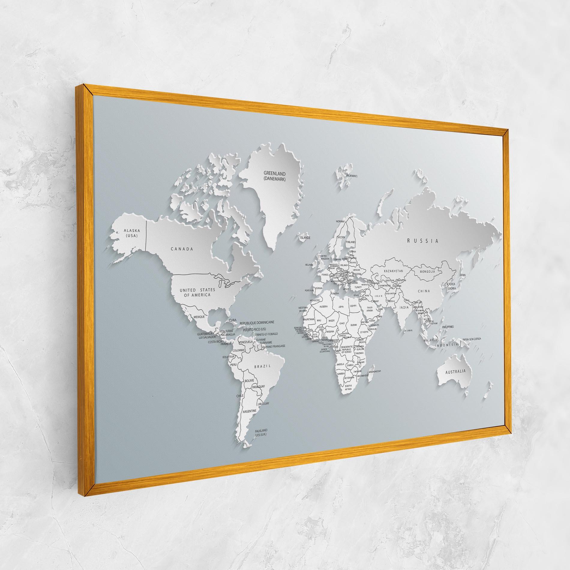 Leinwandbild Grey White Map mockup 1