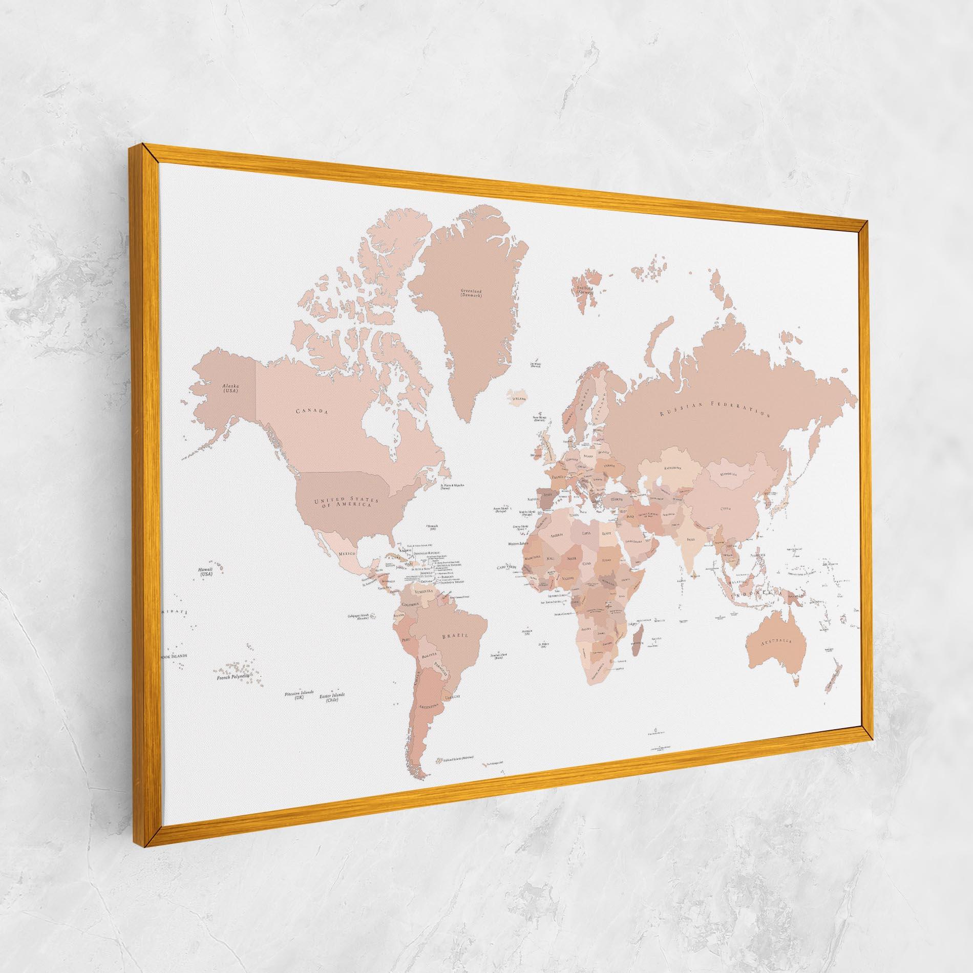 Leinwandbild Pink World Map mockup 1