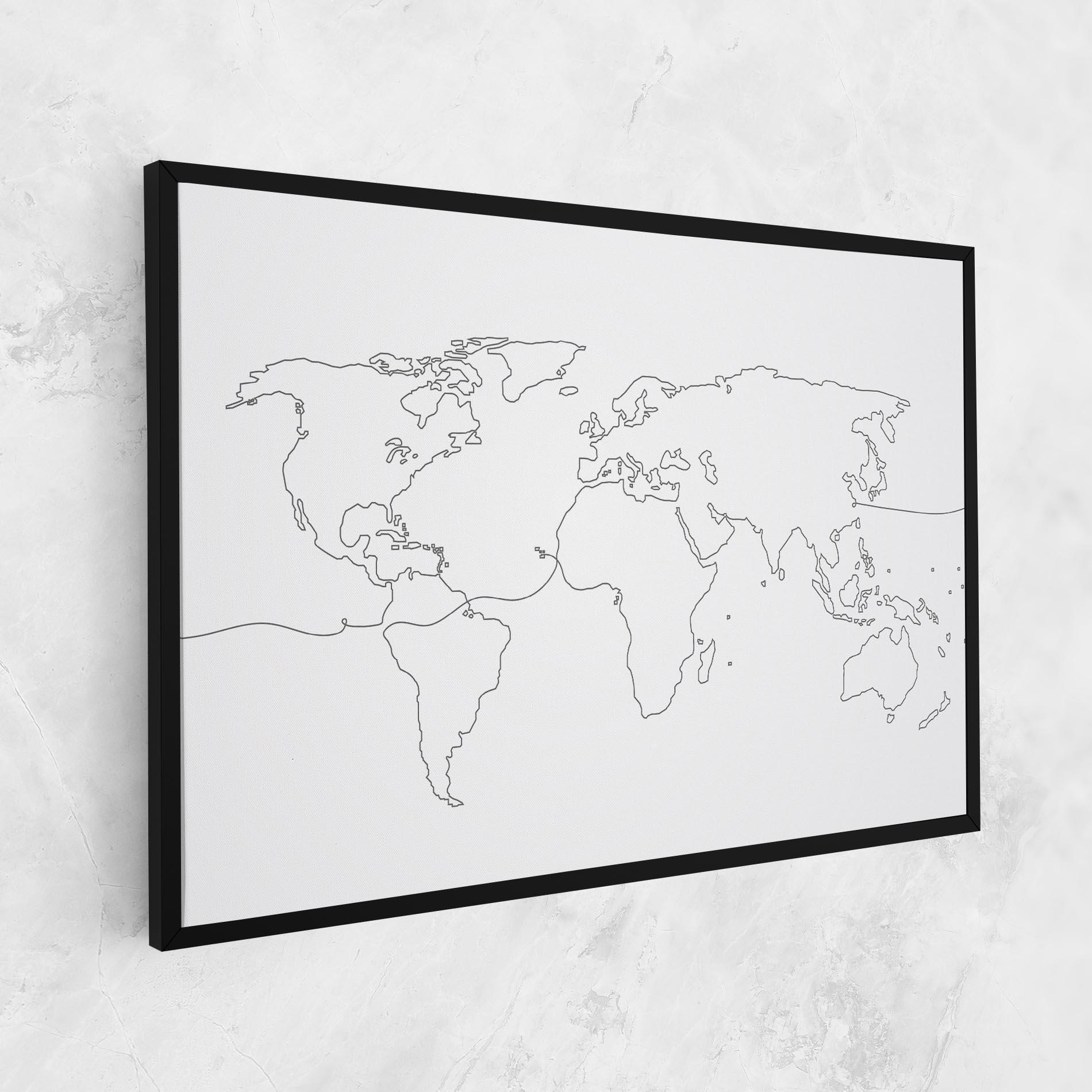 Leinwandbild Continuous Line Map mockup 1