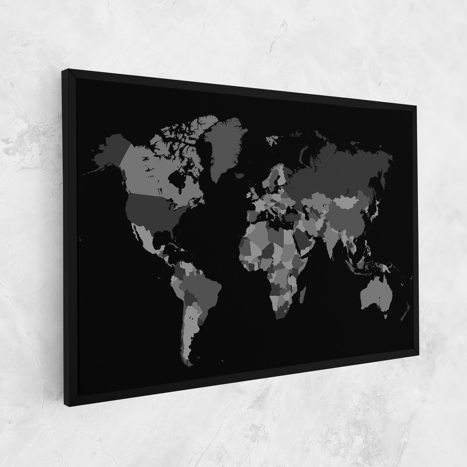 Leinwandbild Grey Map World mockup 1