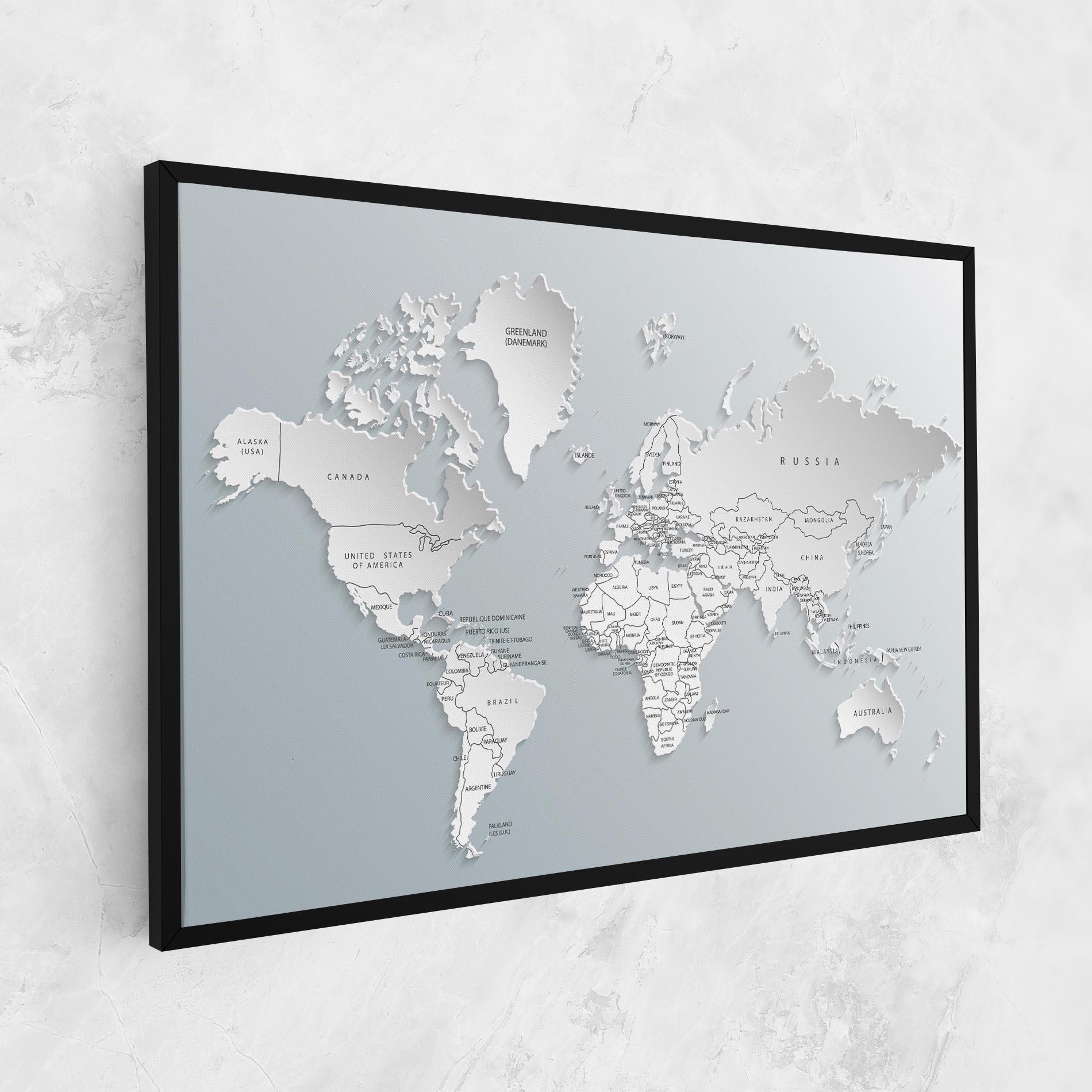 Leinwandbild Grey White Map mockup 1