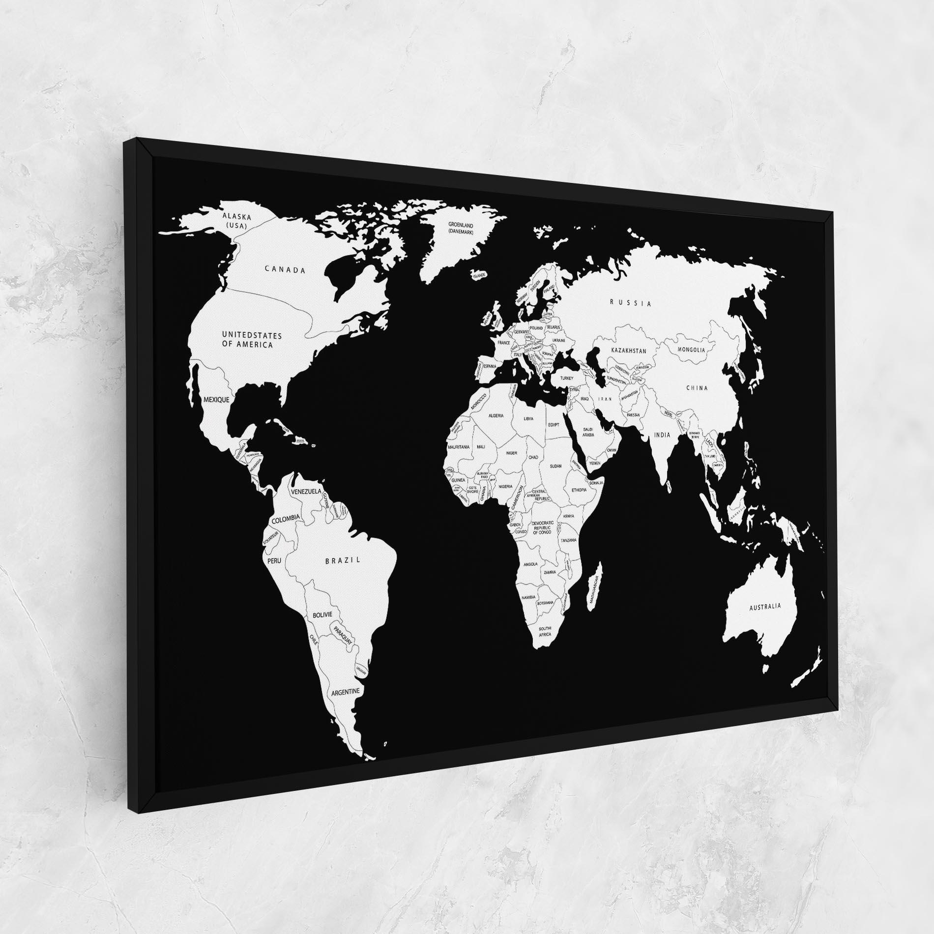 Leinwandbild White World Map mockup 1