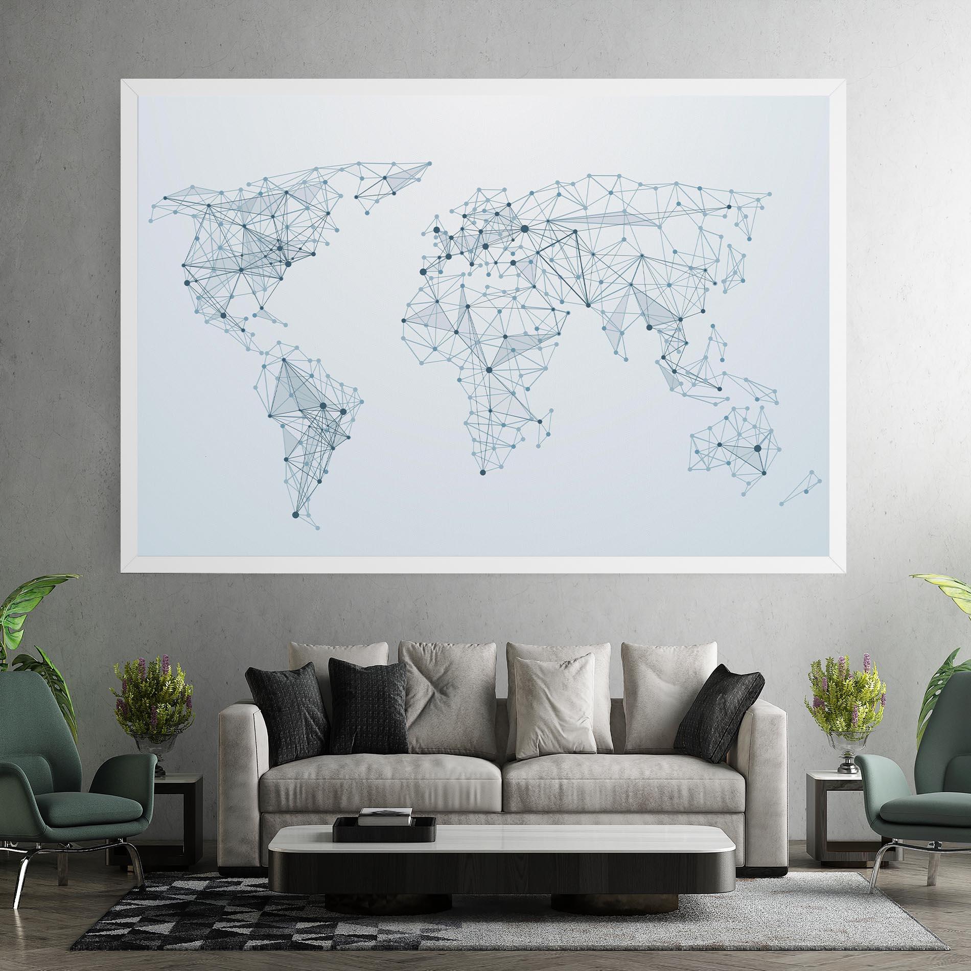 Leinwandbild Blue Line Map mockup 7