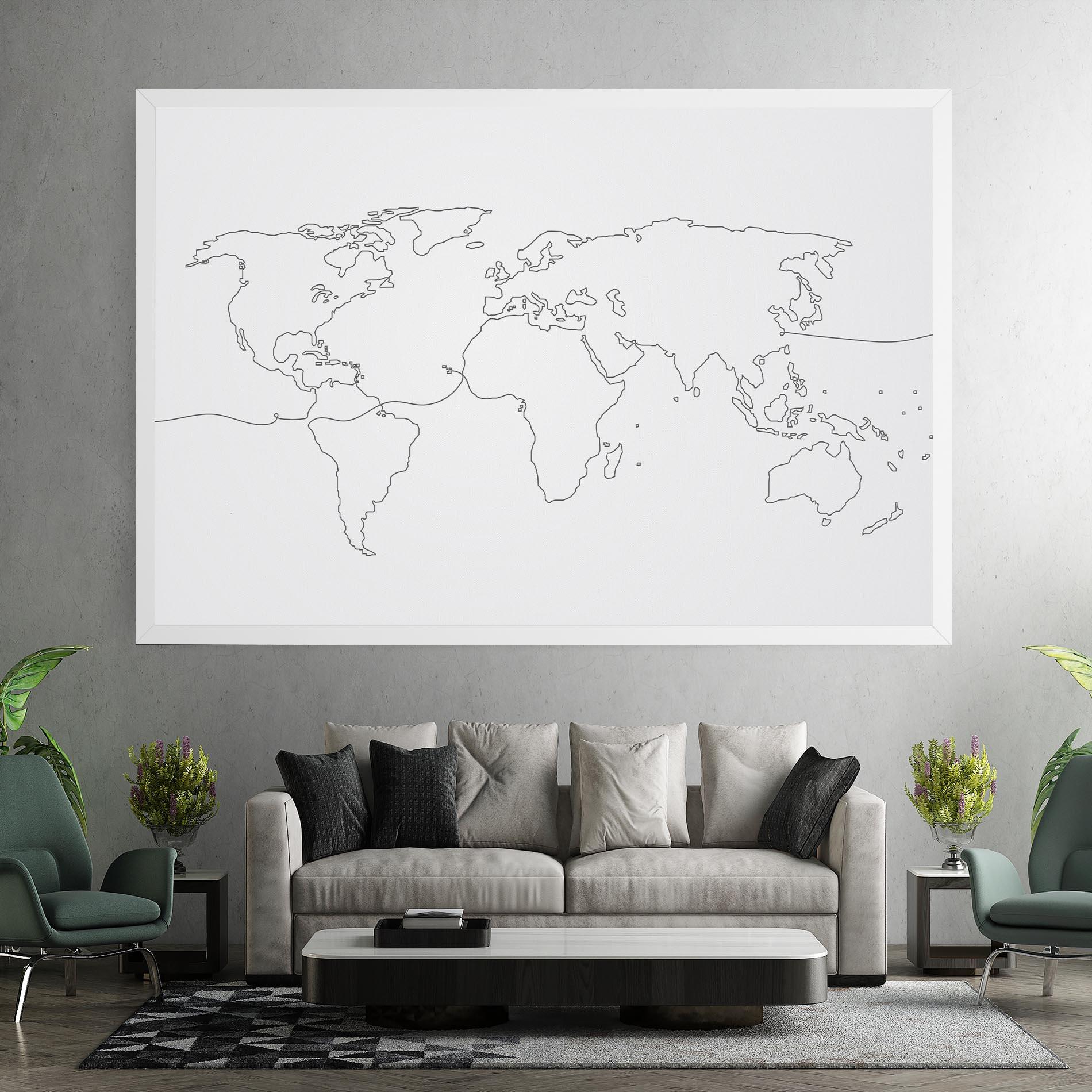 Leinwandbild Continuous Line Map mockup 7