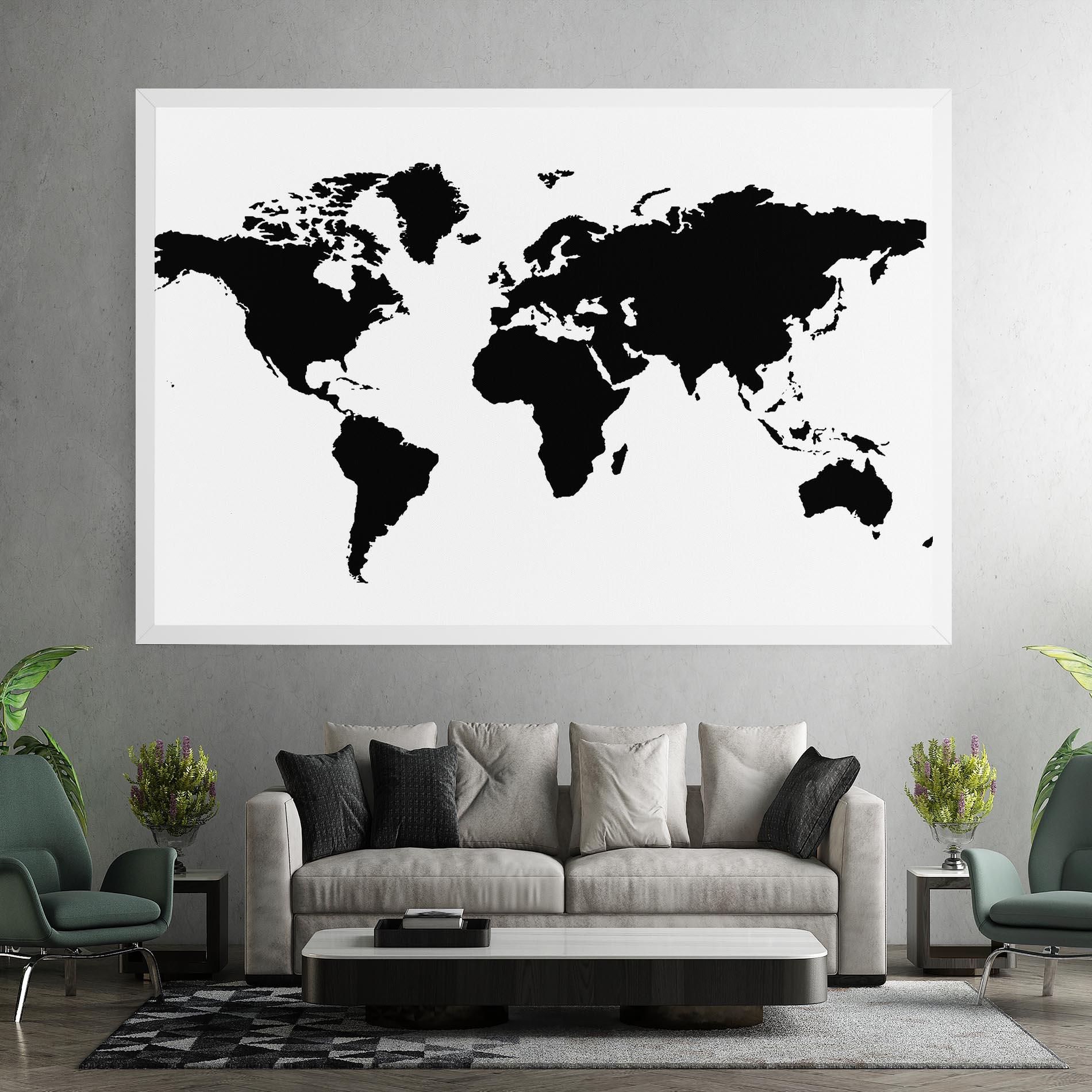 Leinwandbild Global Black Map mockup 7