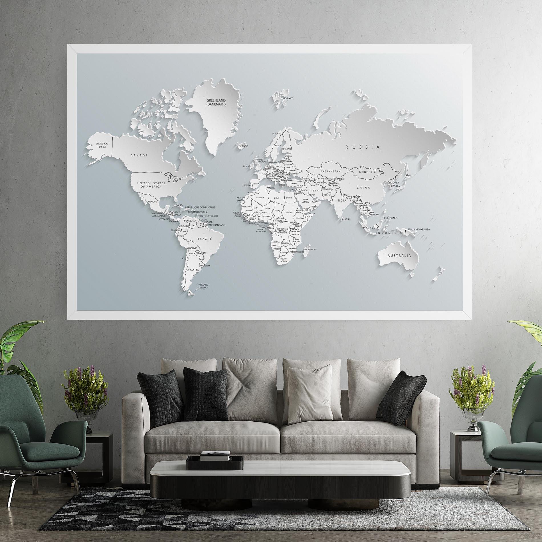Leinwandbild Grey White Map mockup 7