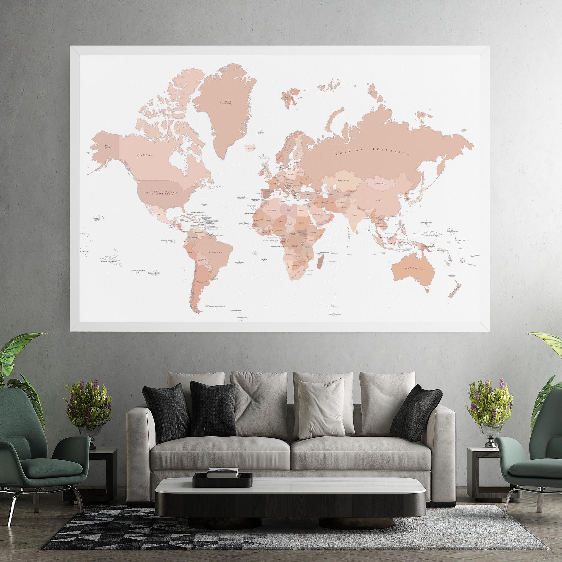 Leinwandbild Pink World Map mockup 7