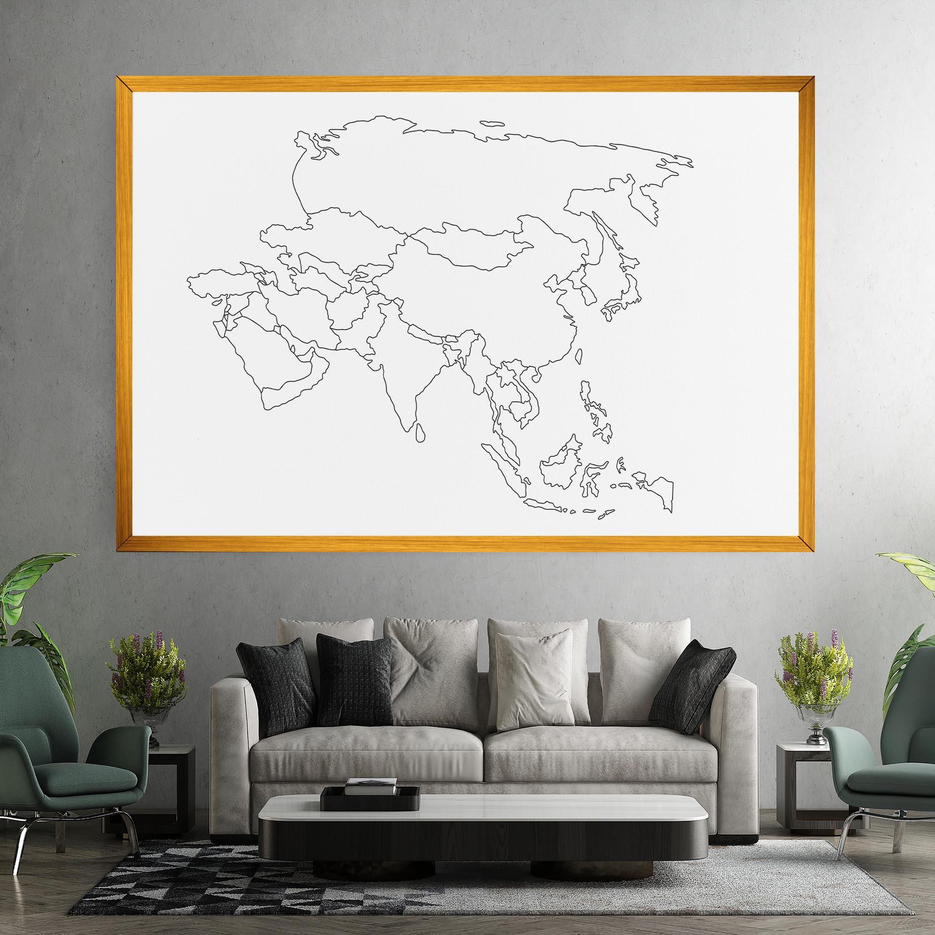 Leinwandbild Asia Map Line mockup 7