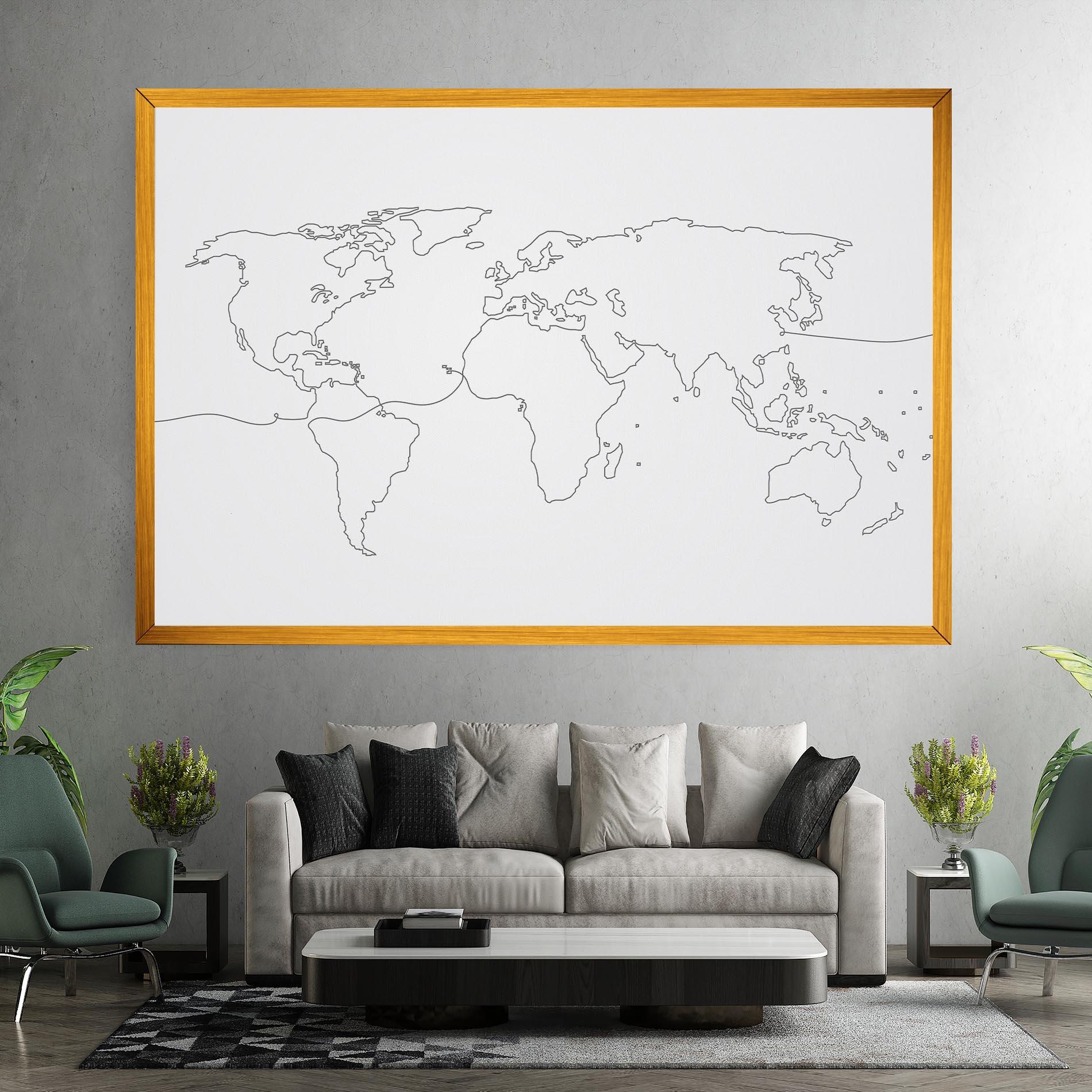 Leinwandbild Continuous Line Map mockup 7