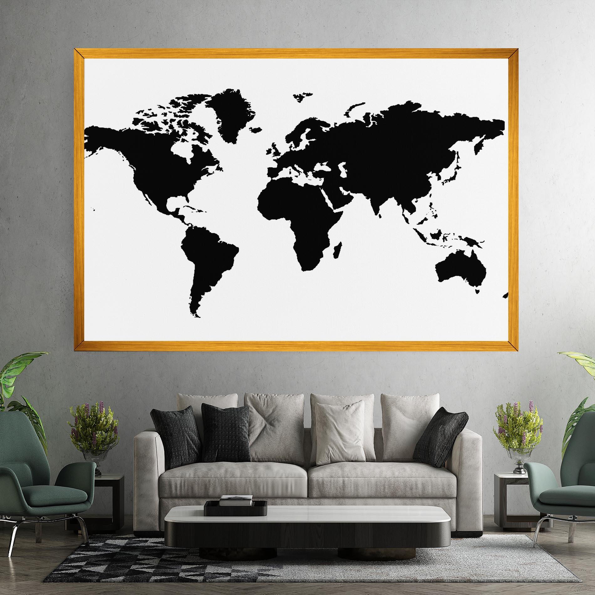 Leinwandbild Global Black Map mockup 7