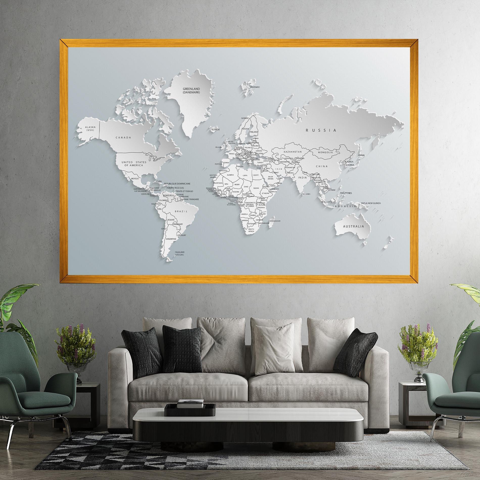 Leinwandbild Grey White Map mockup 7