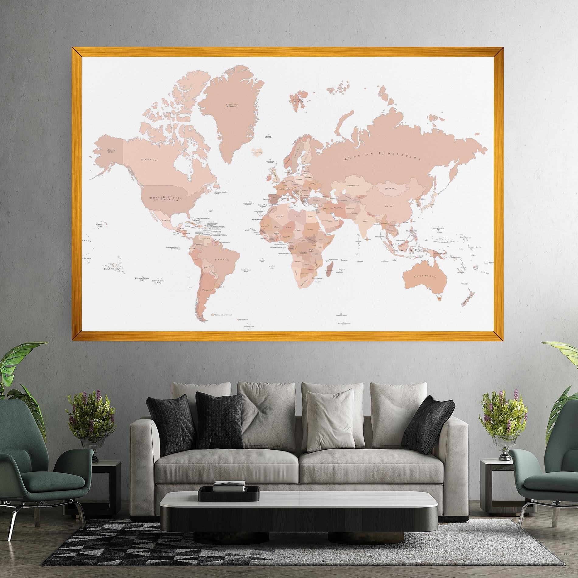 Leinwandbild Pink World Map mockup 7