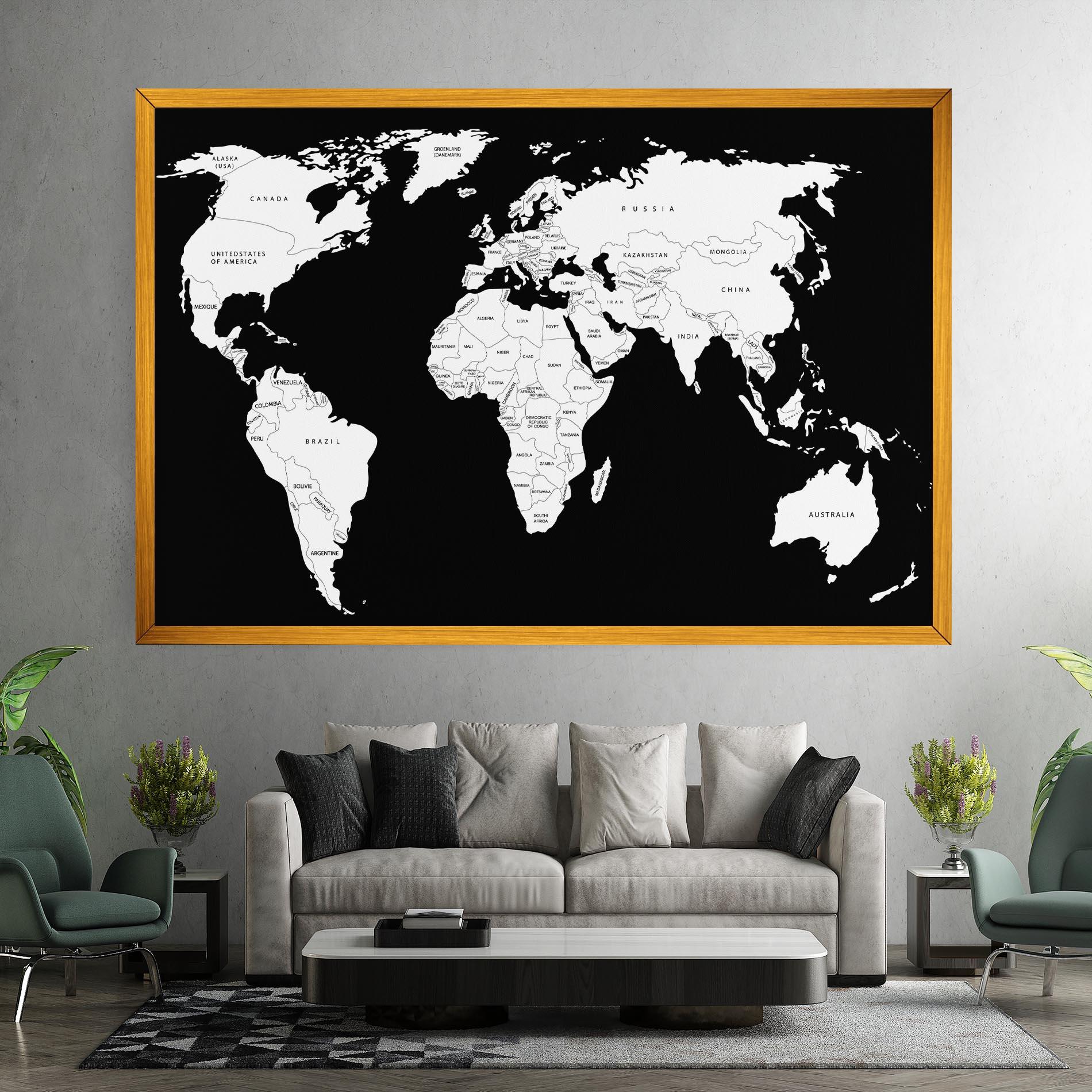 Leinwandbild White World Map mockup 7