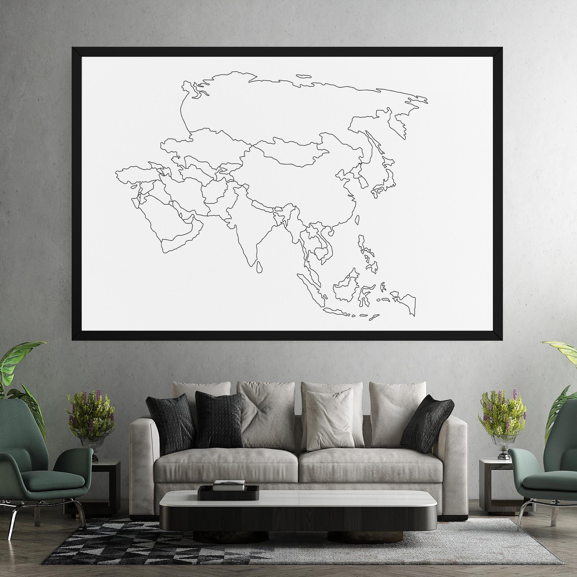 Leinwandbild Asia Map Line mockup 7
