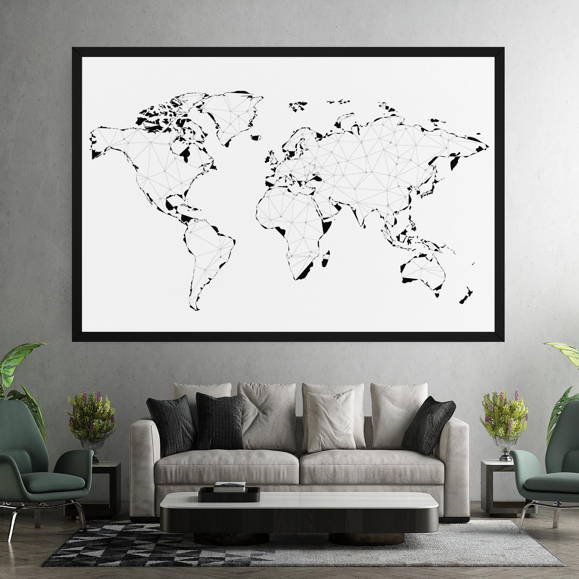Leinwandbild Black Line Map mockup 7