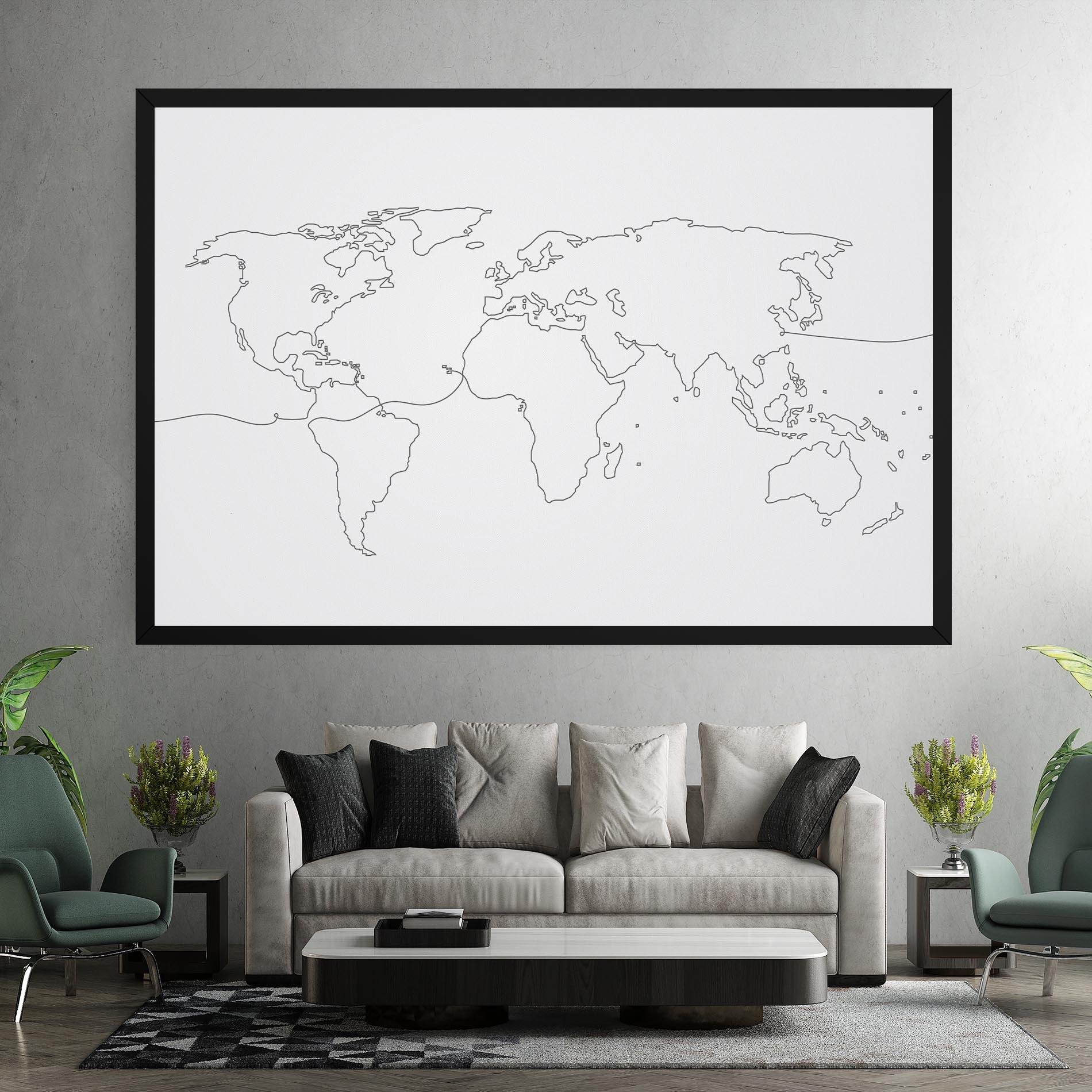 Leinwandbild Continuous Line Map mockup 7