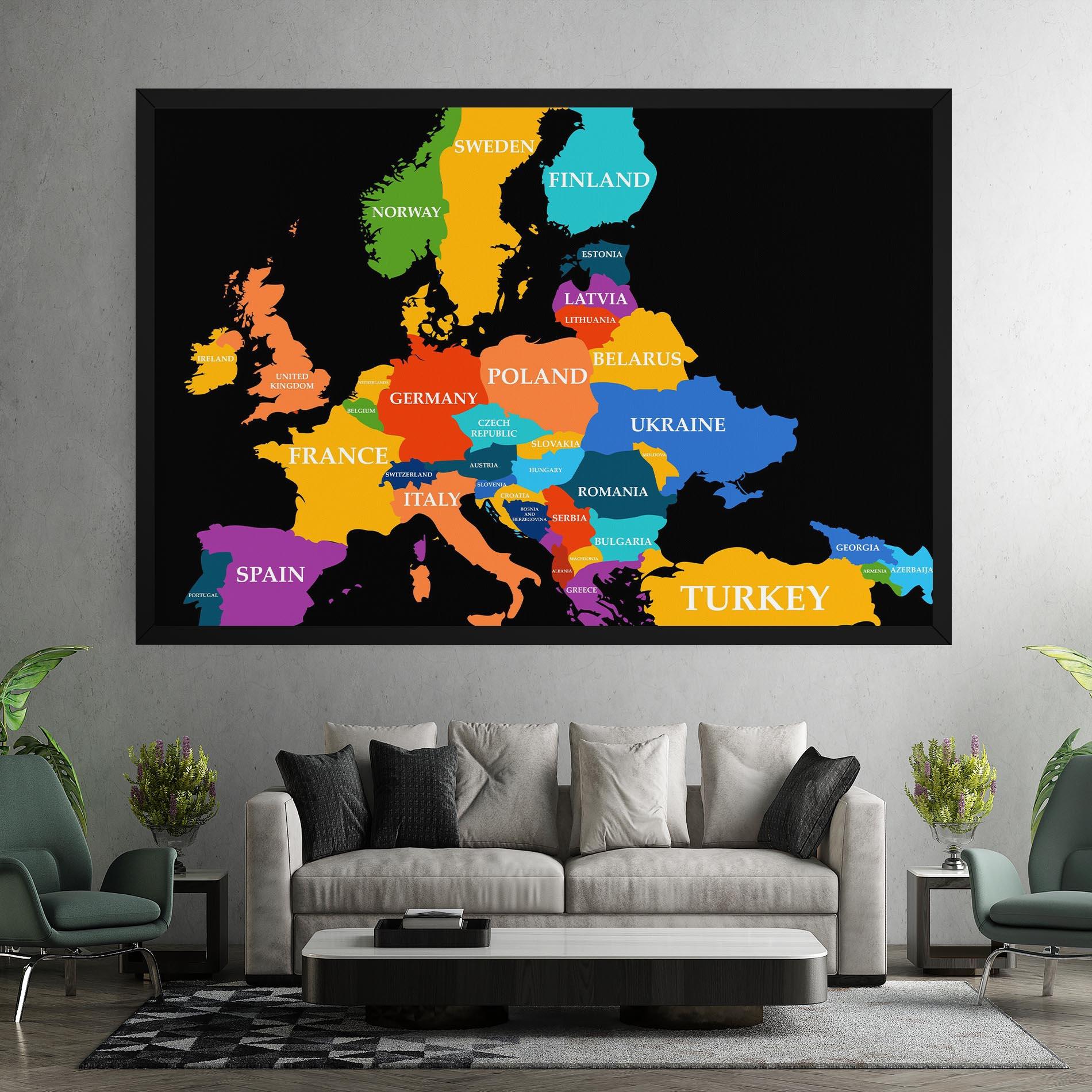 Leinwandbild Europe Map Art mockup 7