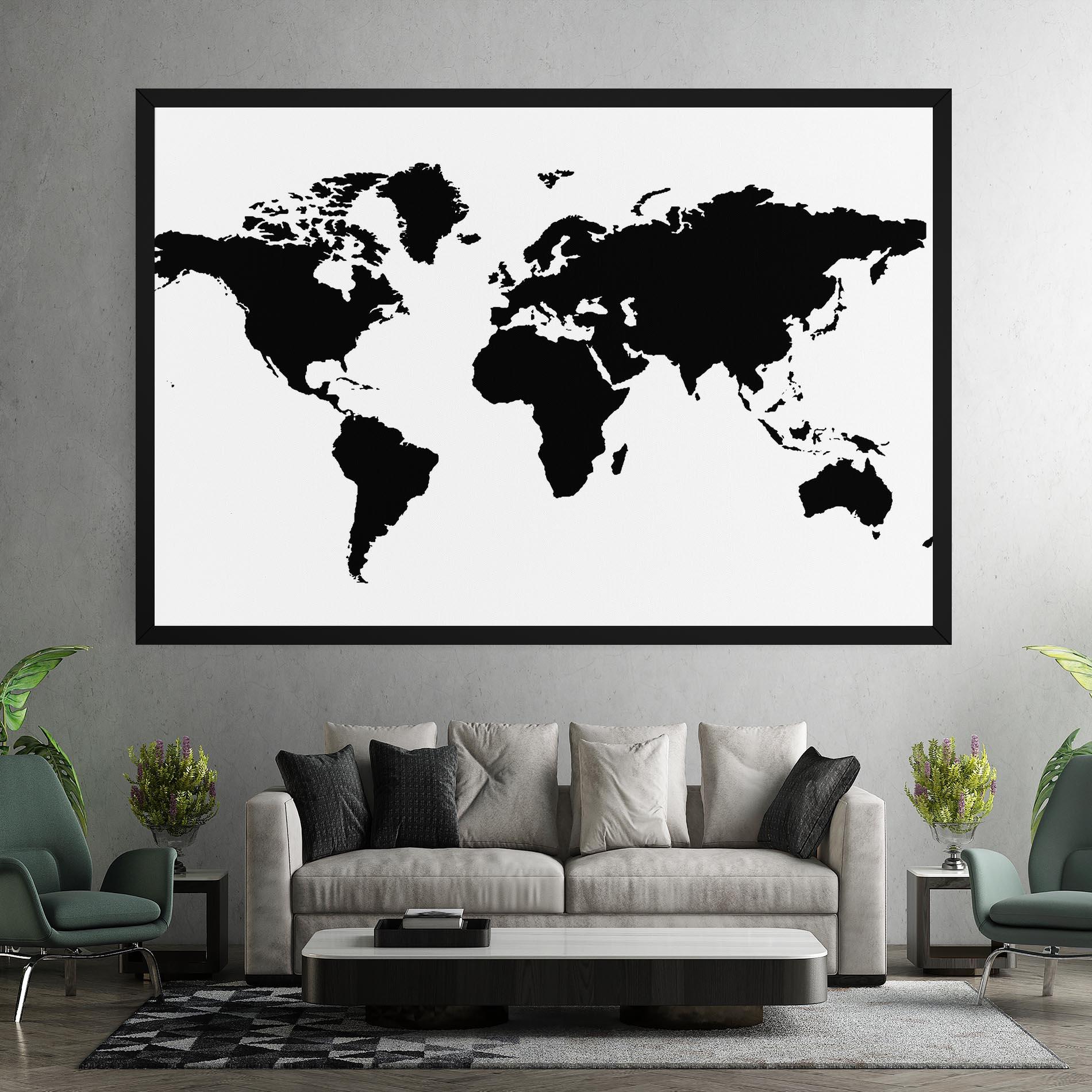 Leinwandbild Global Black Map mockup 7