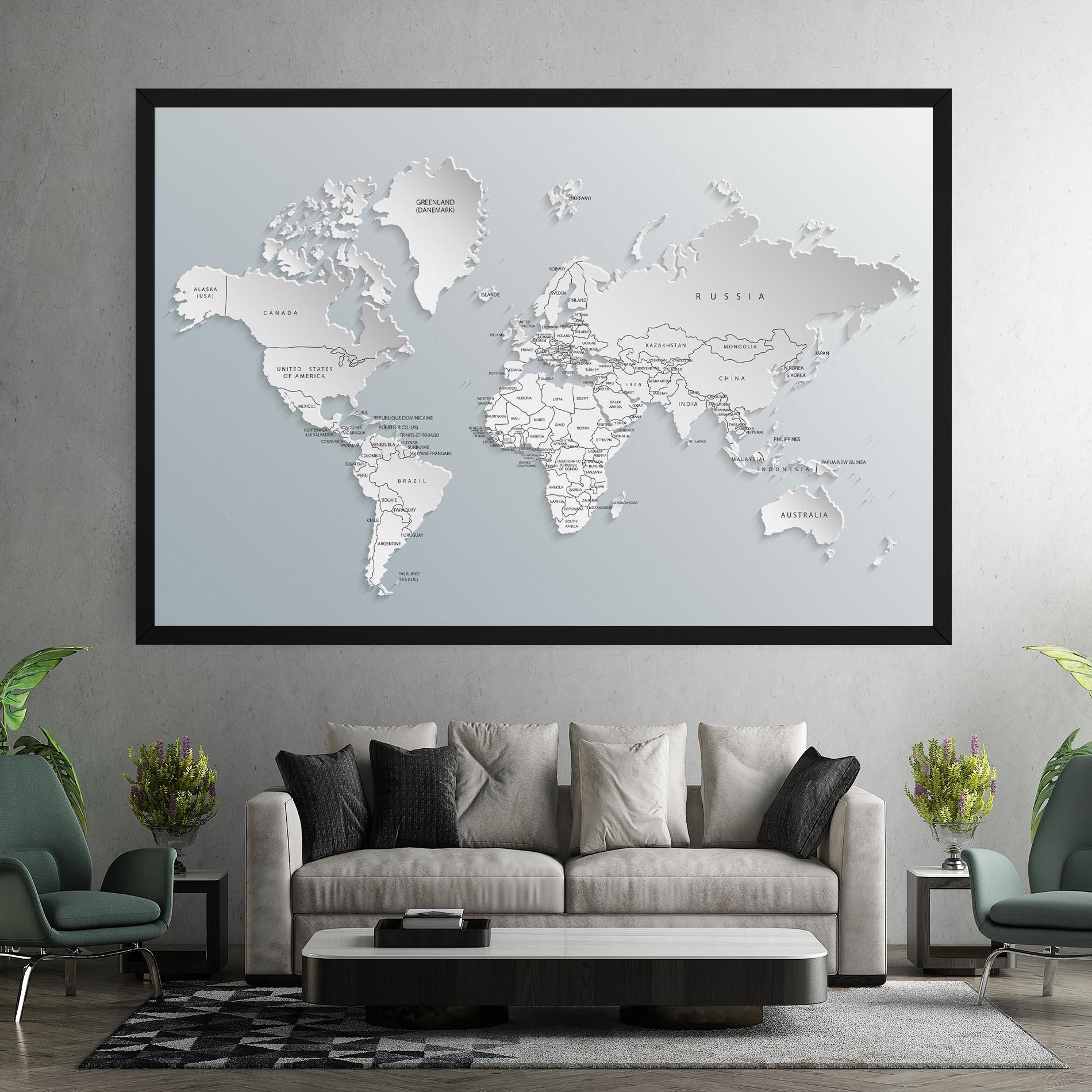 Leinwandbild Grey White Map mockup 7