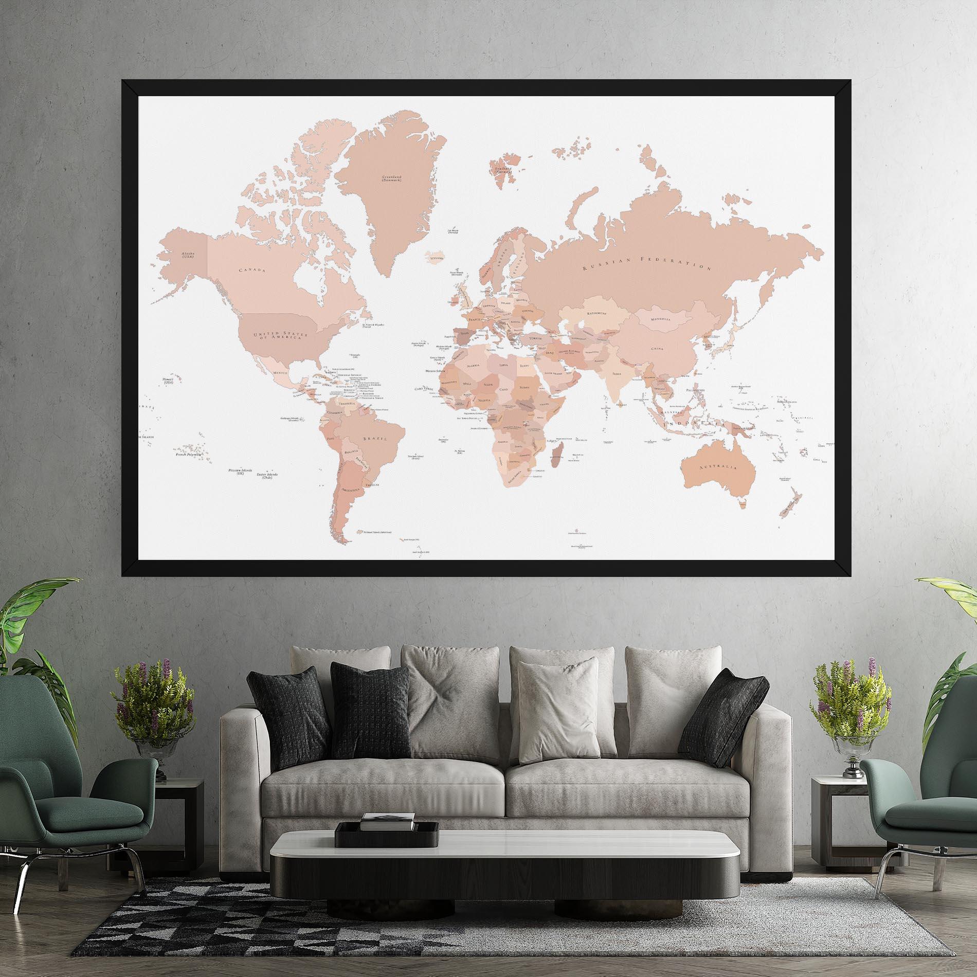 Leinwandbild Pink World Map mockup 7