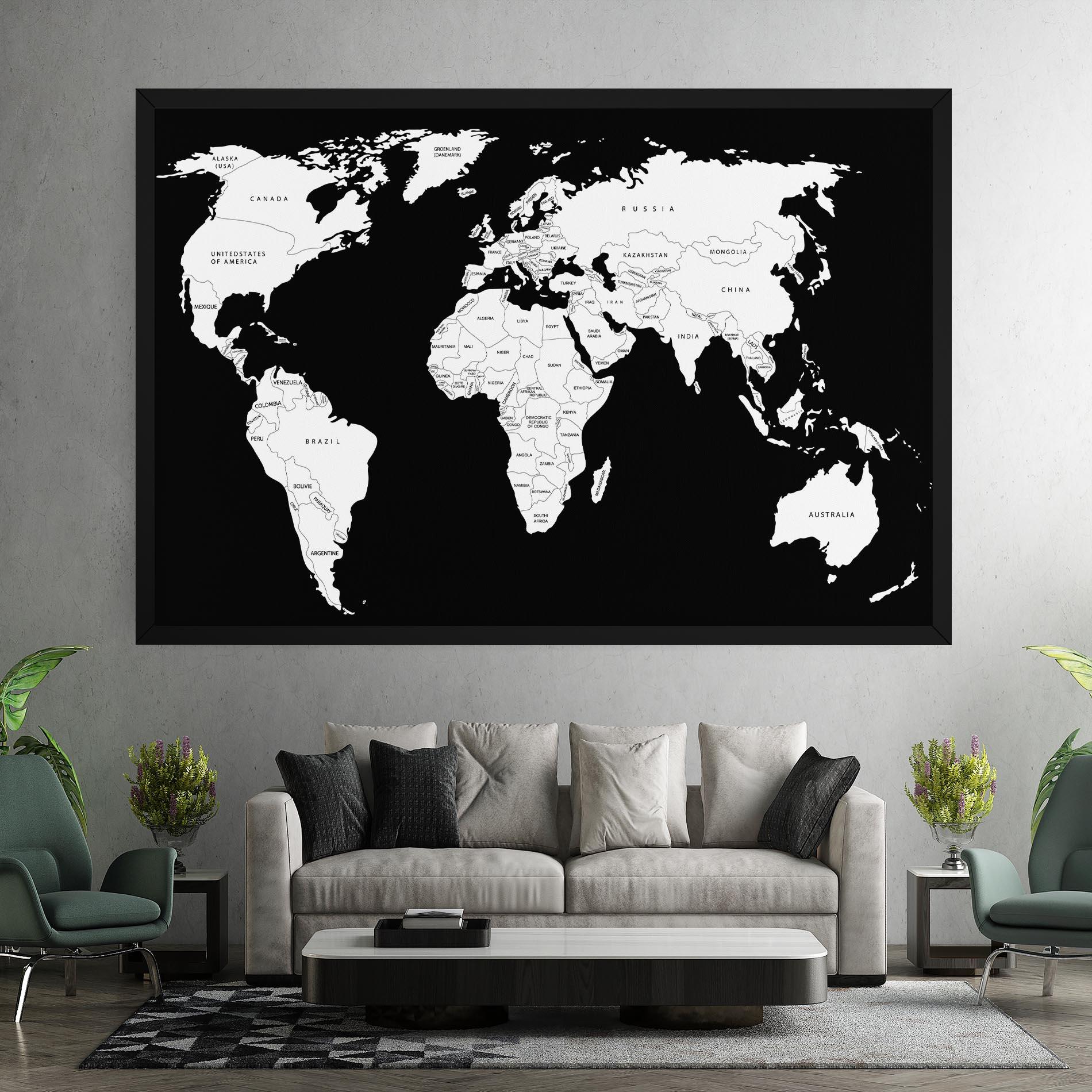 Leinwandbild White World Map mockup 7