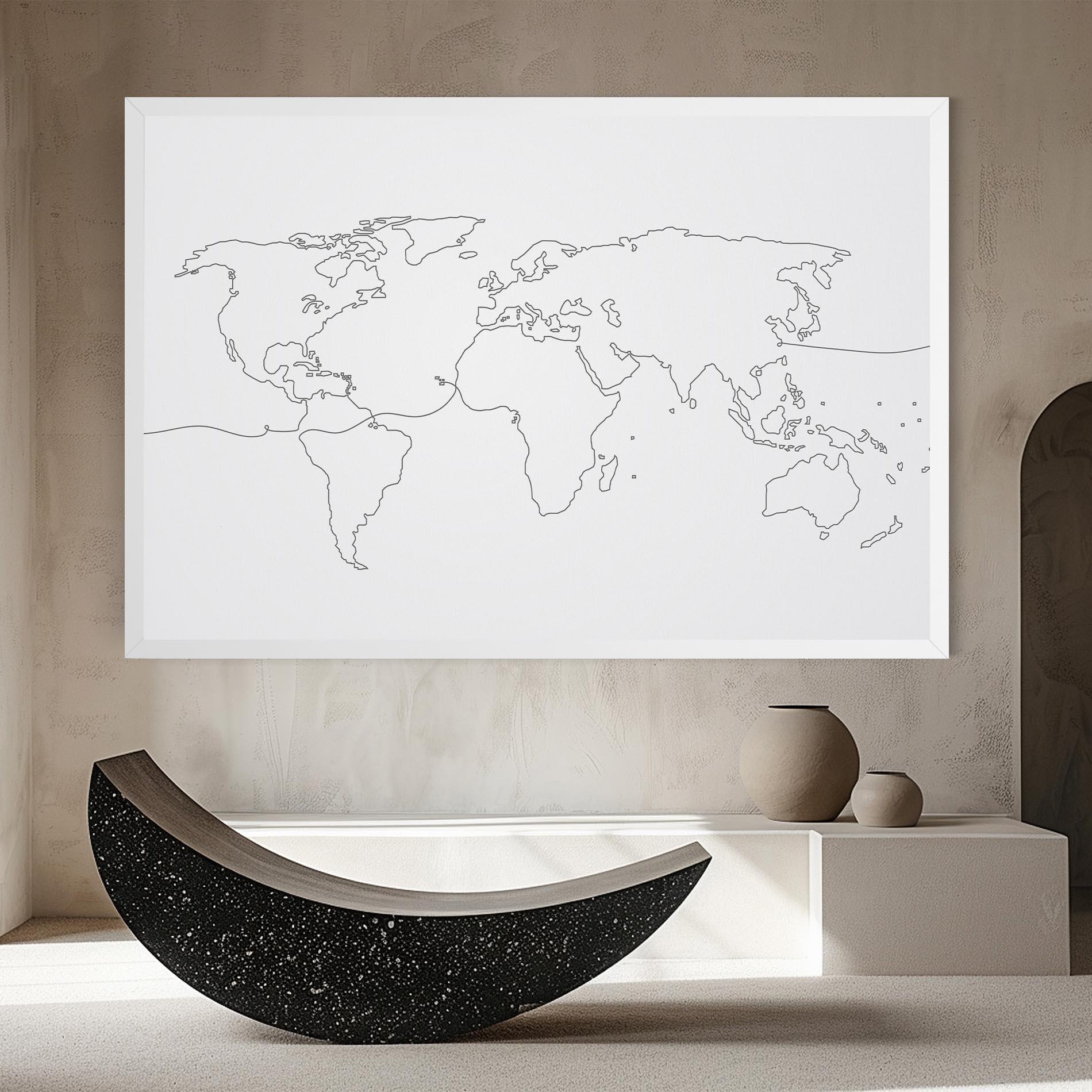 Leinwandbild Continuous Line Map mockup 8