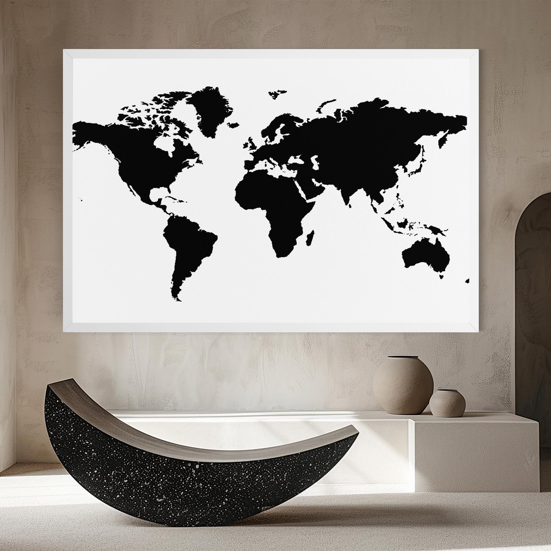 Leinwandbild Global Black Map mockup 8