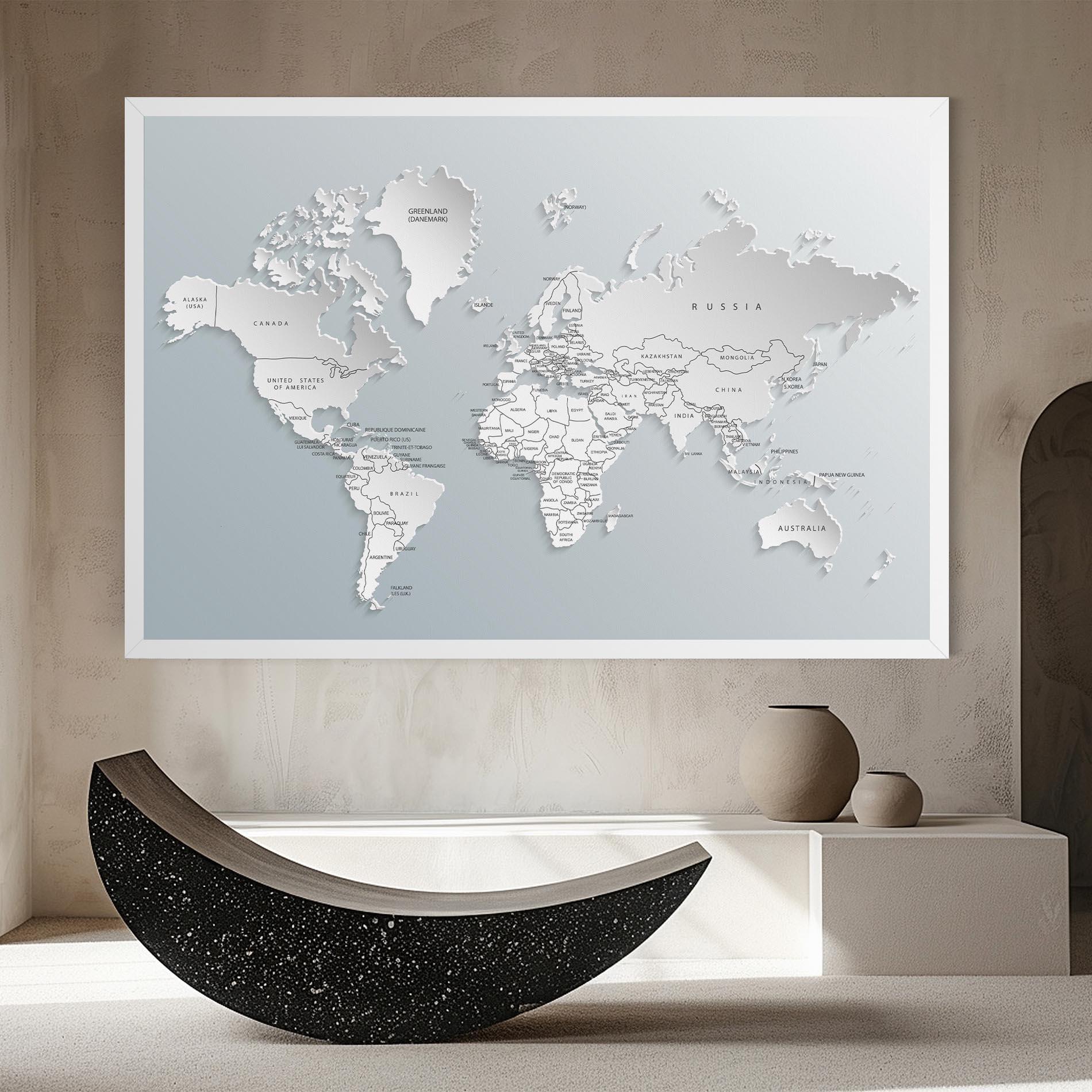 Leinwandbild Grey White Map mockup 8