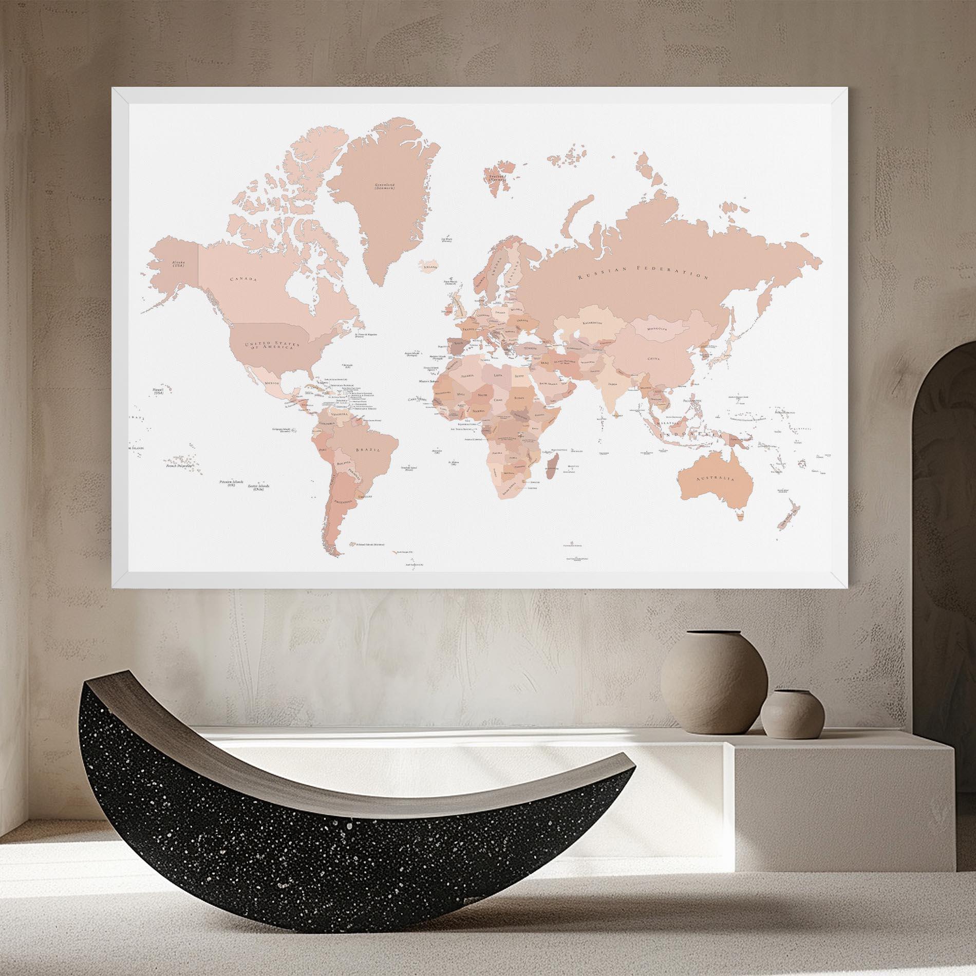 Leinwandbild Pink World Map mockup 8