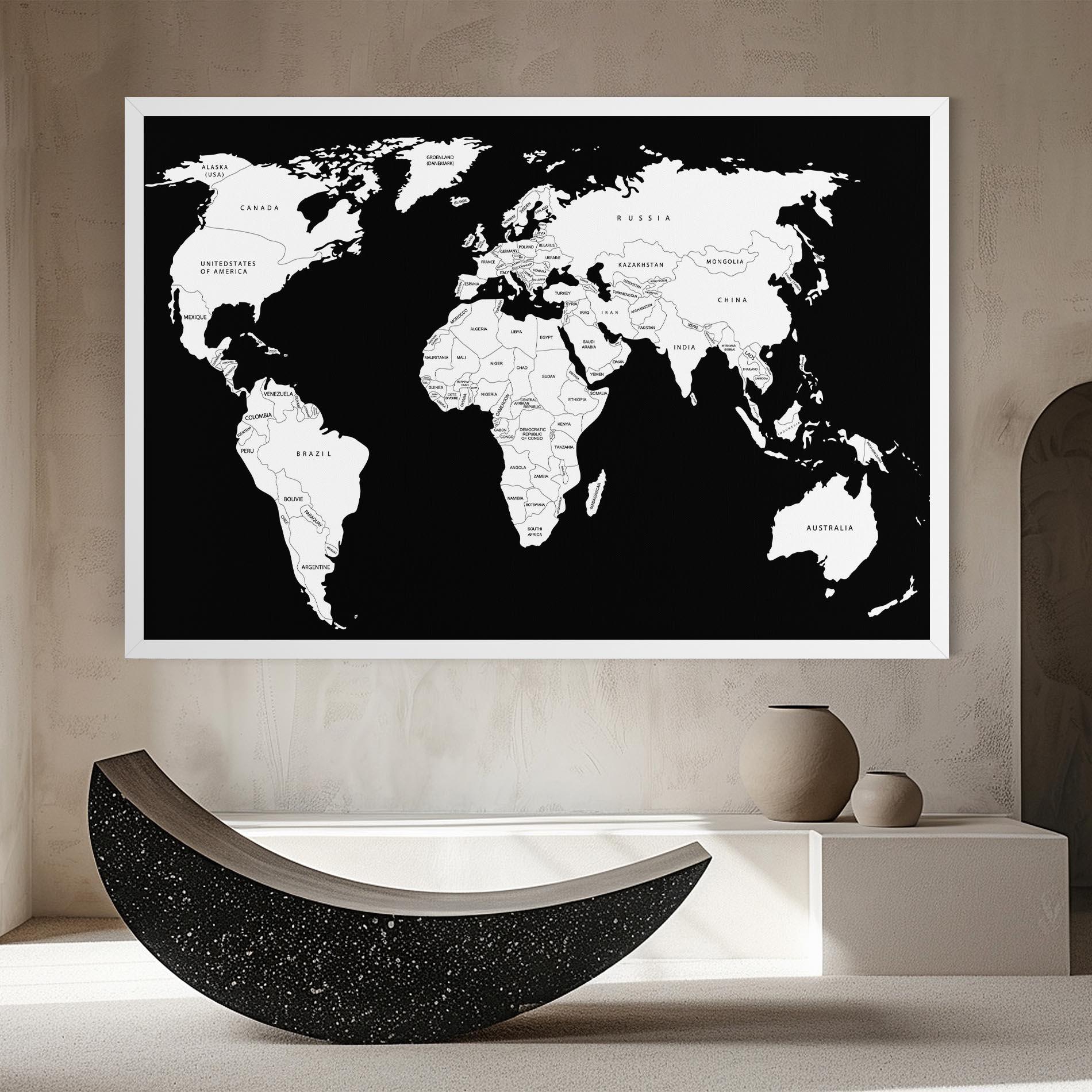 Leinwandbild White World Map mockup 8